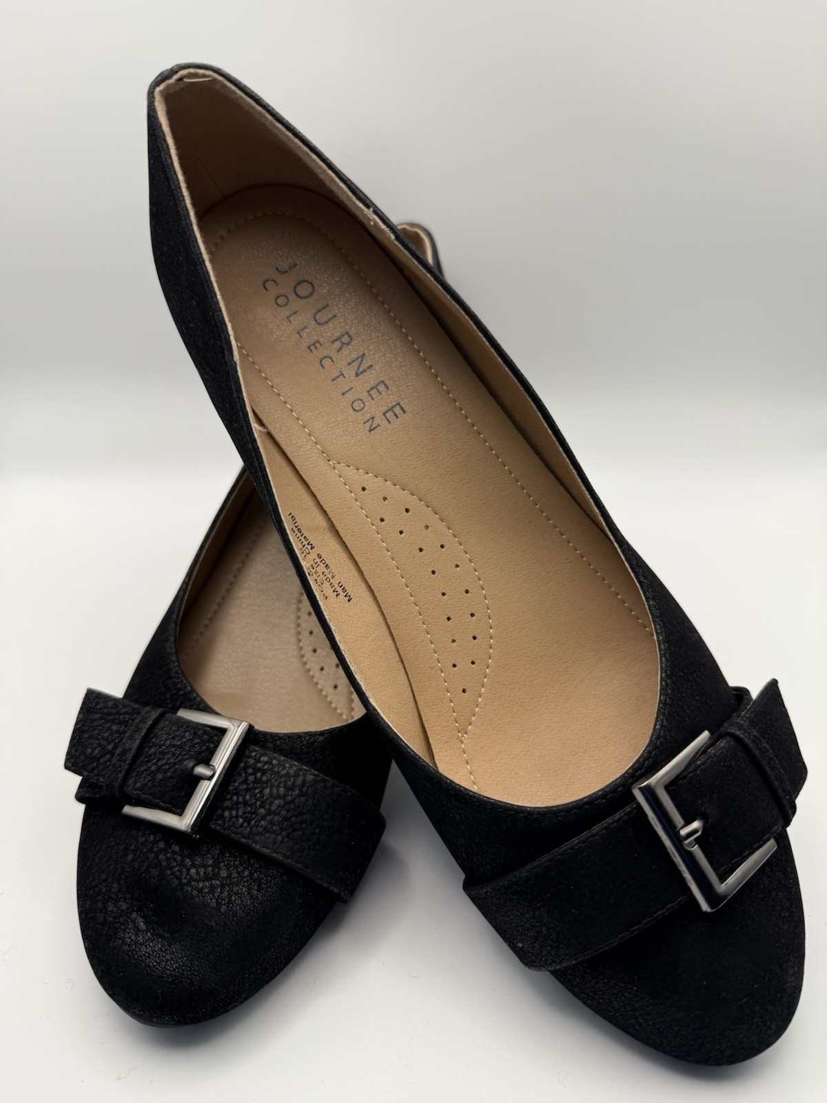 Journee Collection Graysn Wedge Pump, Faux Suede Black, 10 Women’s Shoes