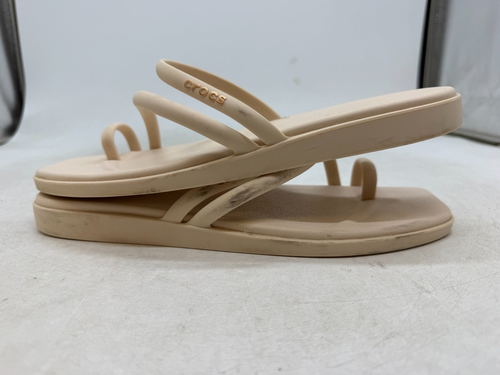 Crocs Miami Toe Loop Sandal Women Chalk Square Toe Jelly Croslite Waterproof -10