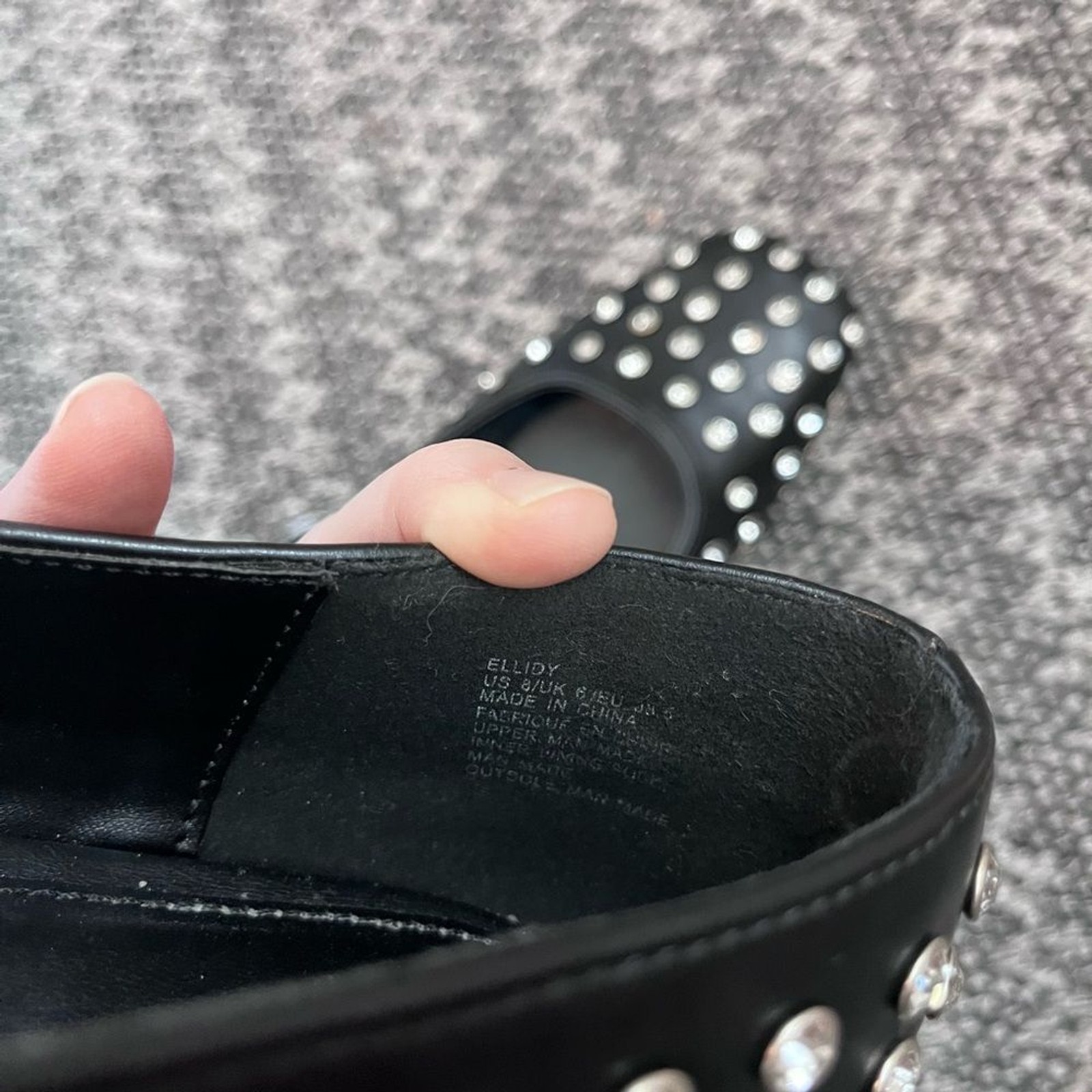 JustFab Ellidy Studded Mary Jane Flats Black Size 8