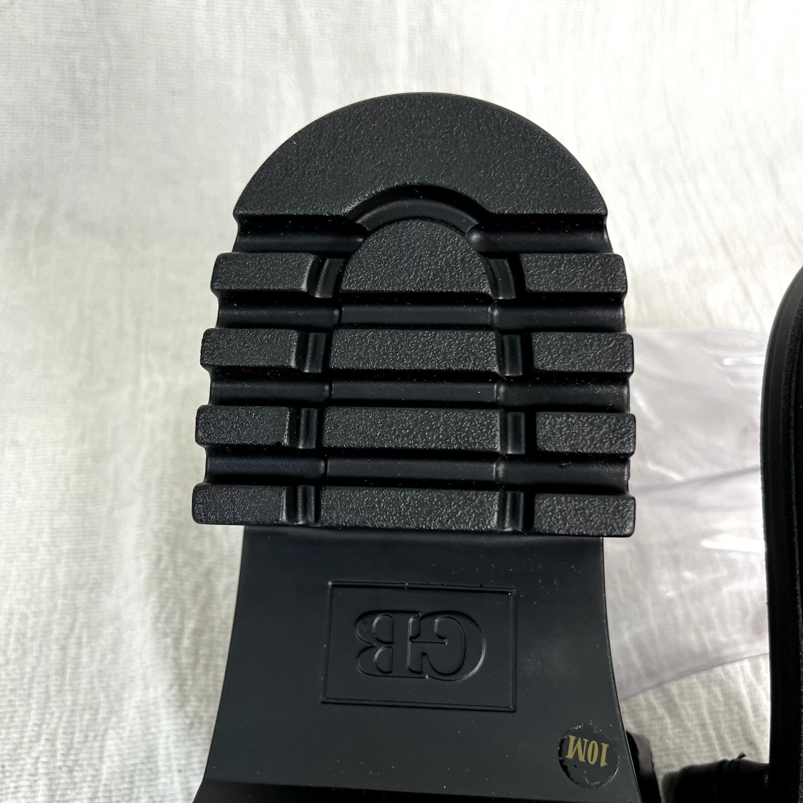 Leather Black Padded Lug Sole Platform Slide Sz 10 Womens Chunky Punk Grunge NEW
