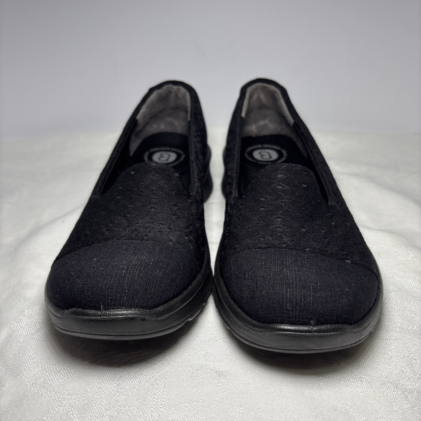 Bzees Womens Slip On Loafers Size 6.5M Black Machine Washable Wedge Shoes