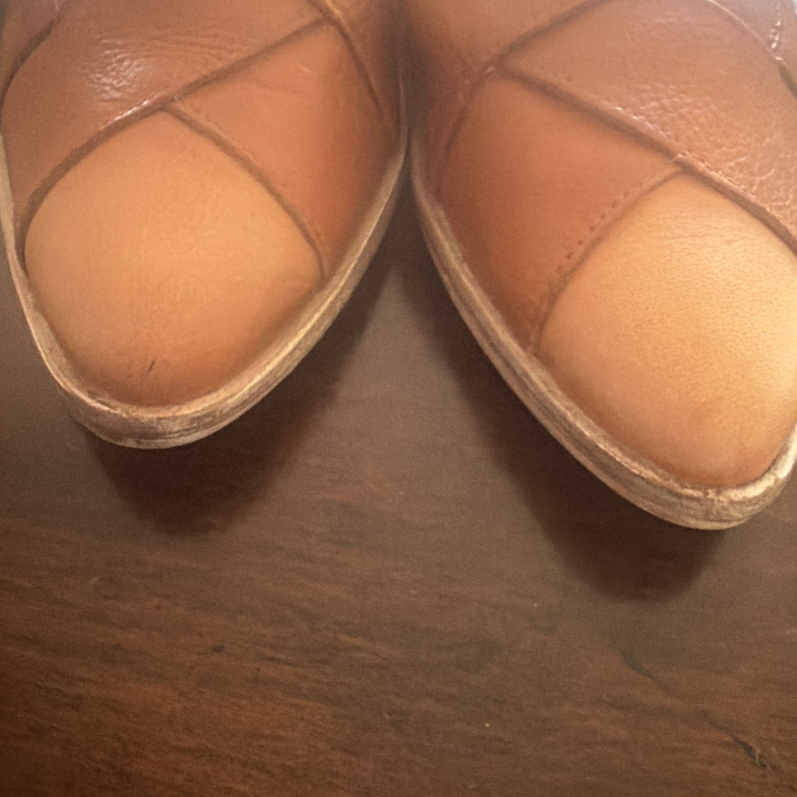 Free People Wanderlust Braided Leather Flats Cognac Brown Size 7.5