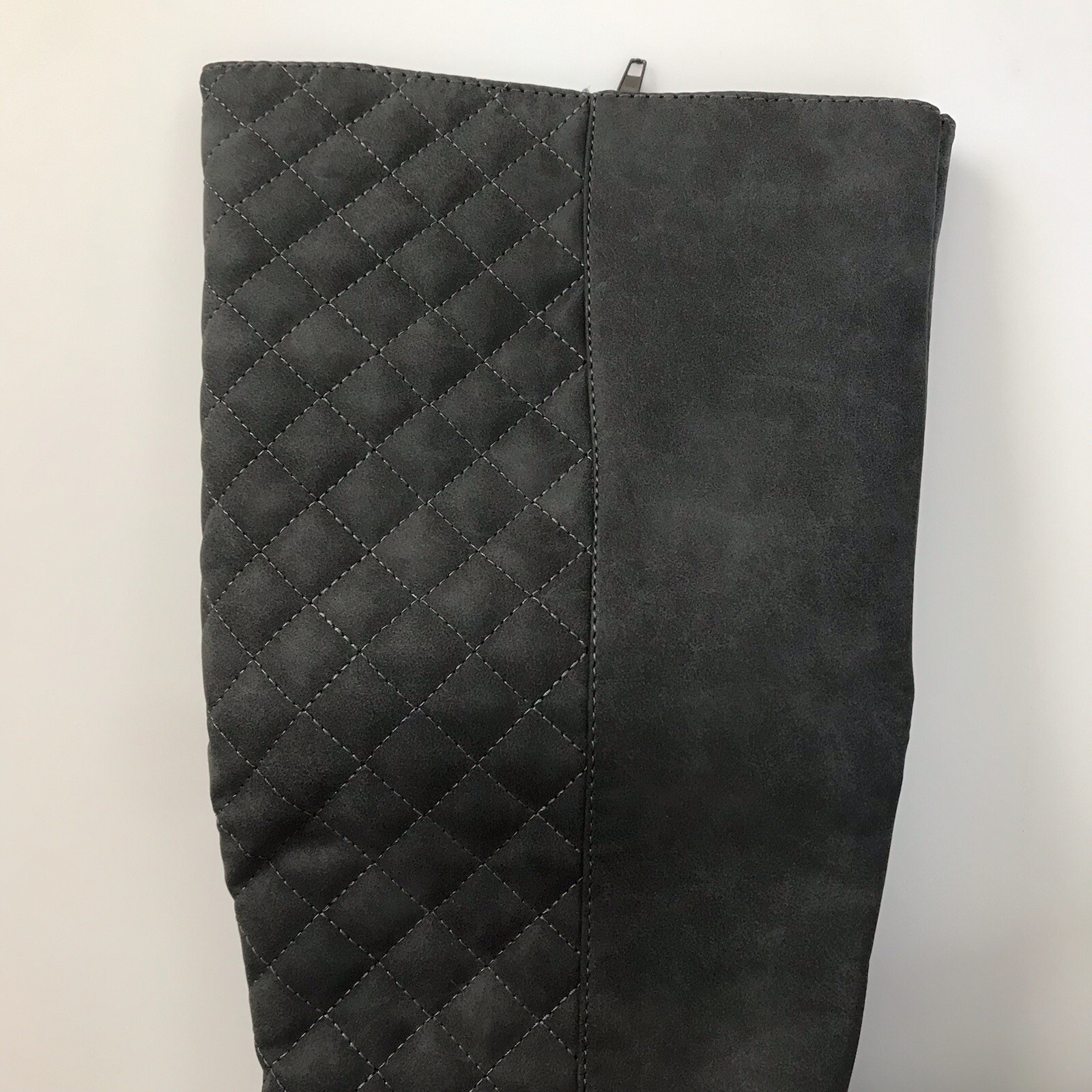 Faux Leather Suede Grey Knee Boots Womens Size 9M Fiorina Quilted Wells Collecti