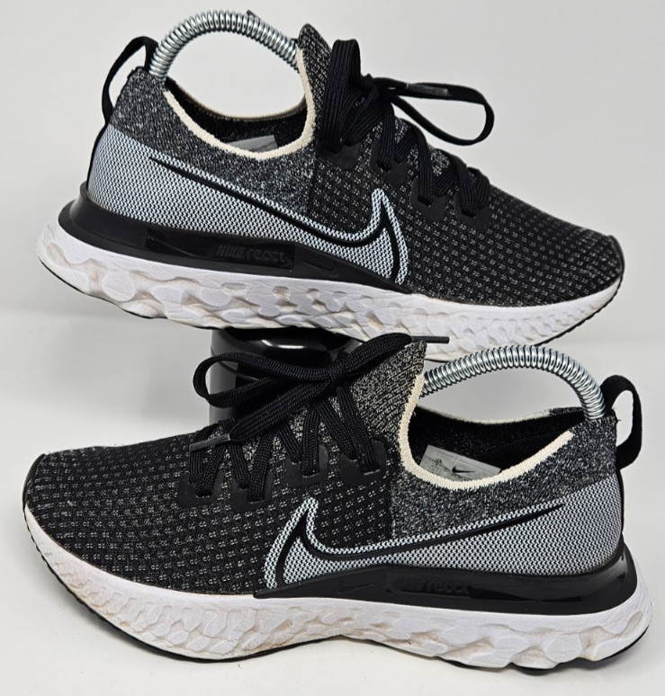 Nike React Infinity Run Flyknit 3 Black Grey Athletic Running Shoes Women’s Sz 8