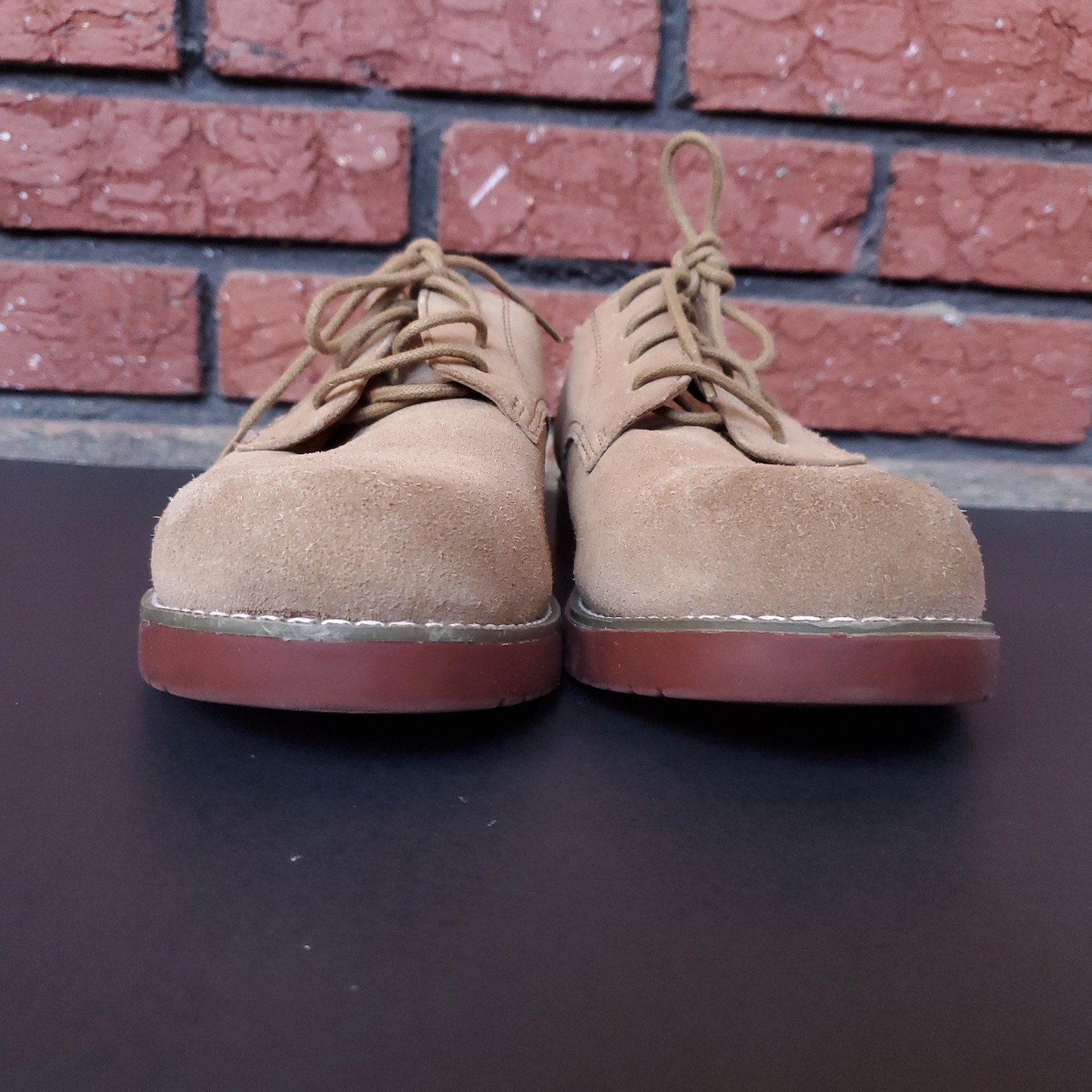 School Issue Suede Leather Shoes Womens 8 M Tan Semester Casual Oxford Uniform