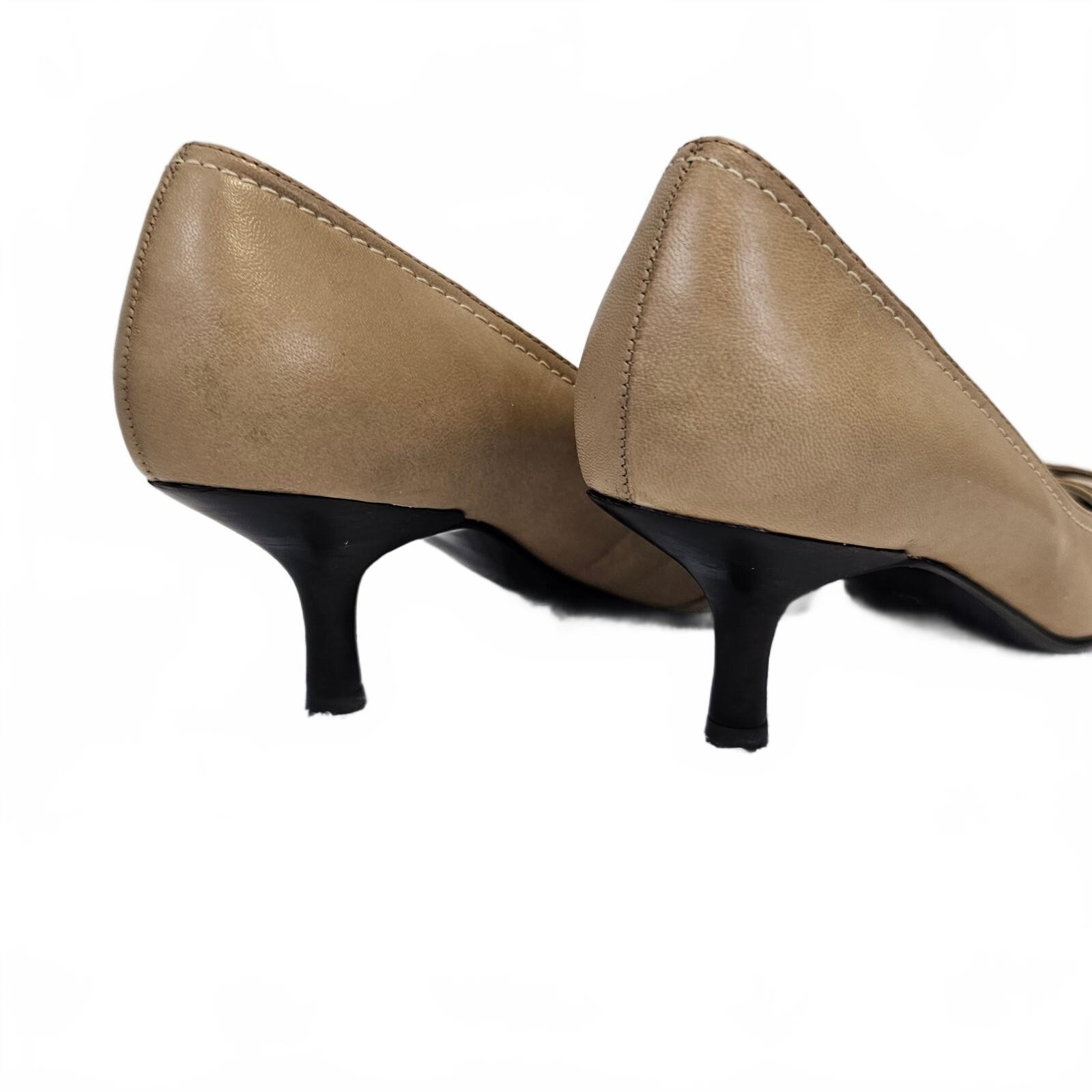 Jane Debster Valet Tan Leather Pointed Toe Kitten Heels AU 6.5 Y2K