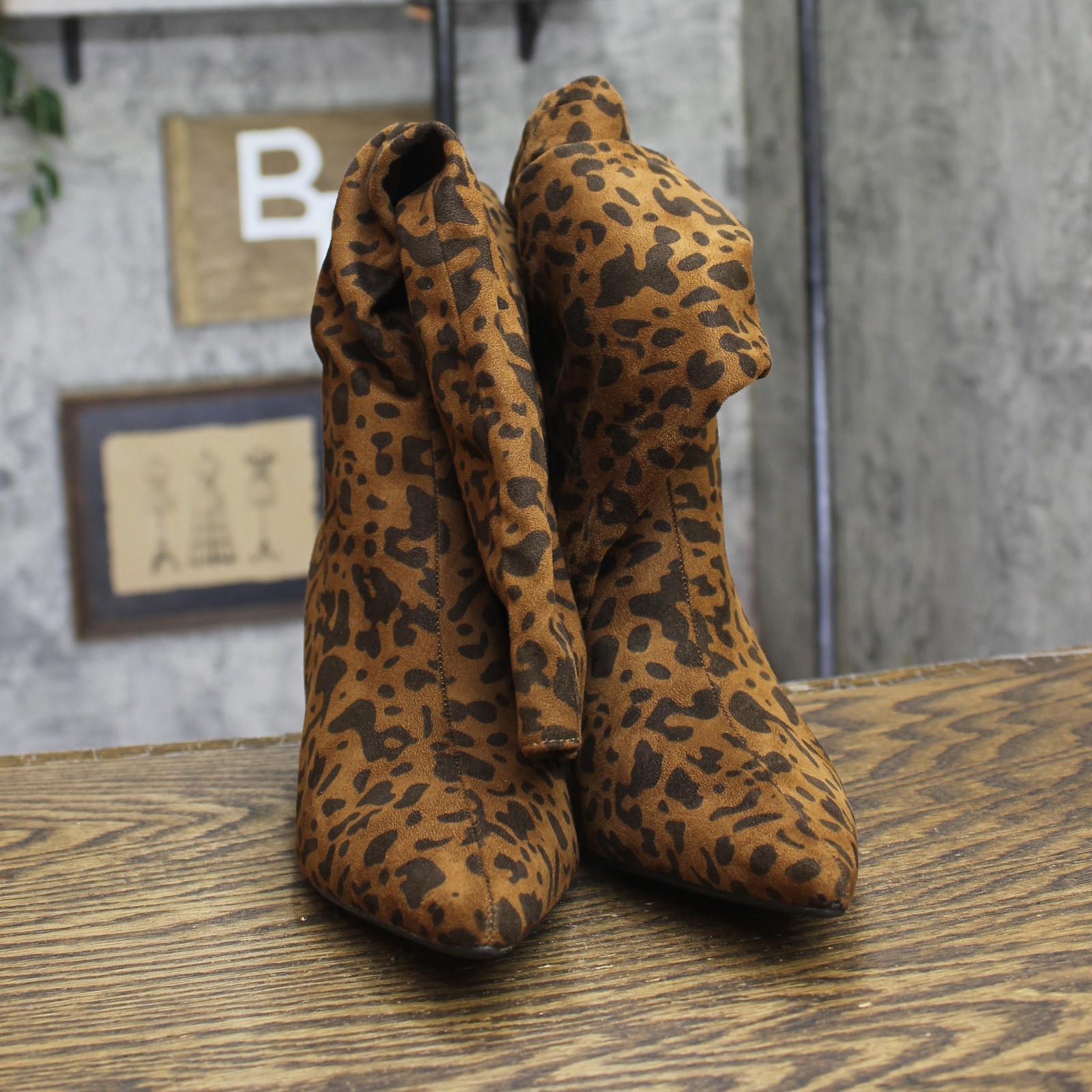 A New Day Mid-Calf Justice Boots with Memory Foam Insole Leopard Brown 8M