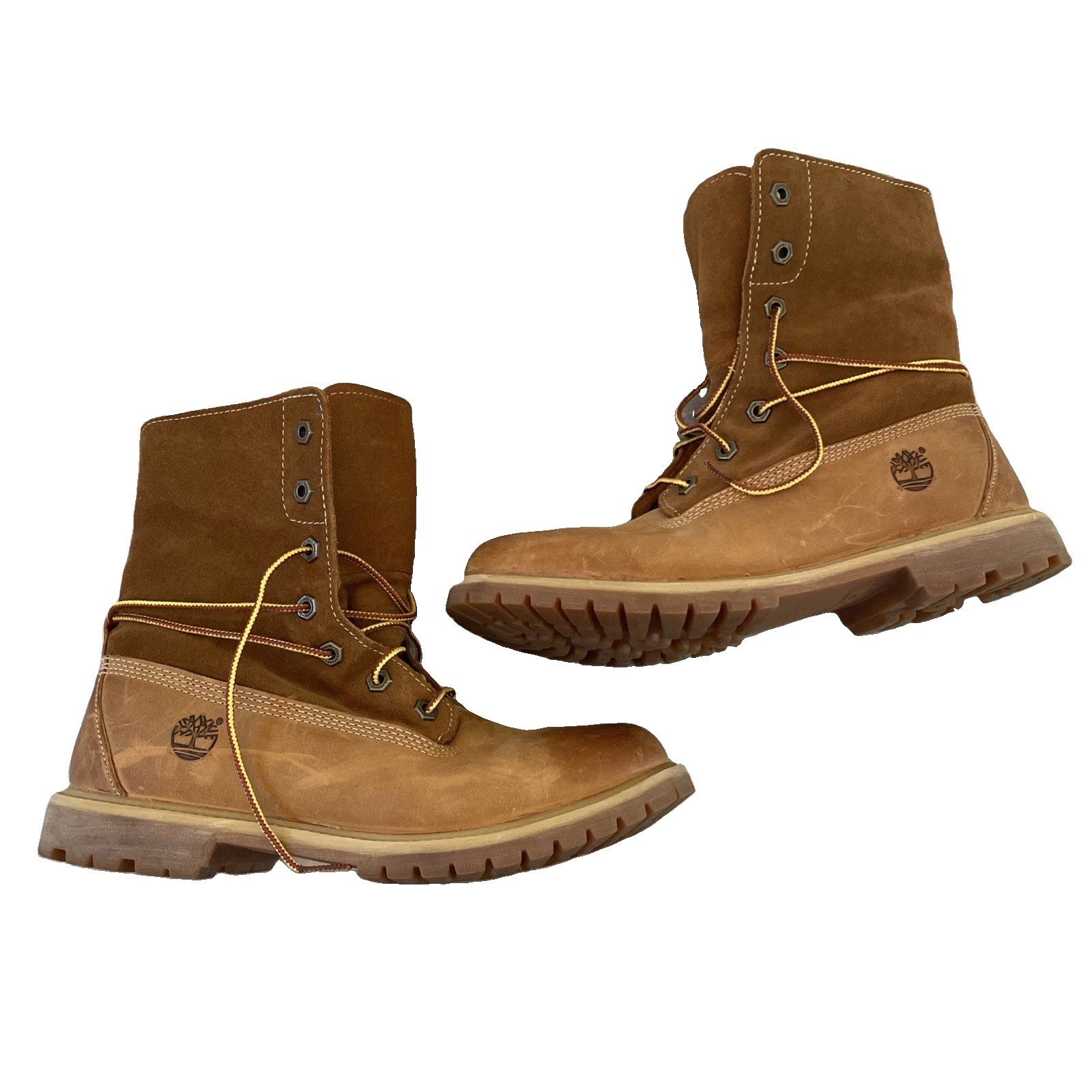 Timberland 2 Way Womens 9 Roll-Top Fold Down Wheat Lace Leather Suede Boots Y2K