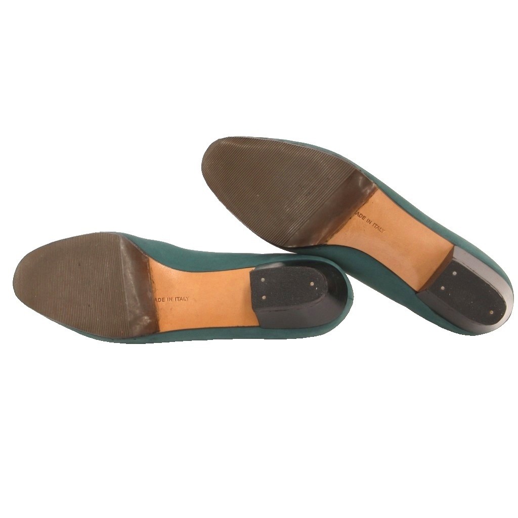 Salvatore Ferragamo Grosgrain Ribbon Pumps Suede Moss Green Women’s Size US 8