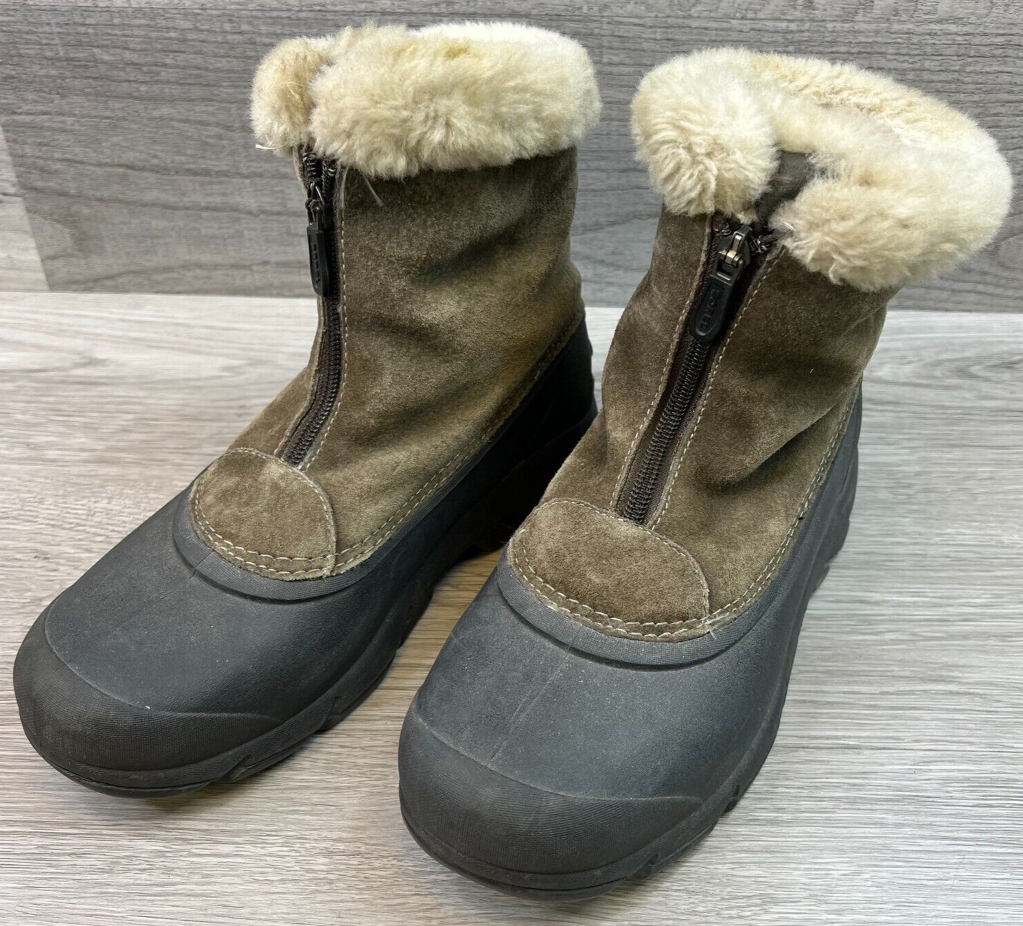 Sorel Snow Winter Boots Womens 7.5 Snow Angel ZIP Brown Thinsulated Front Zip
