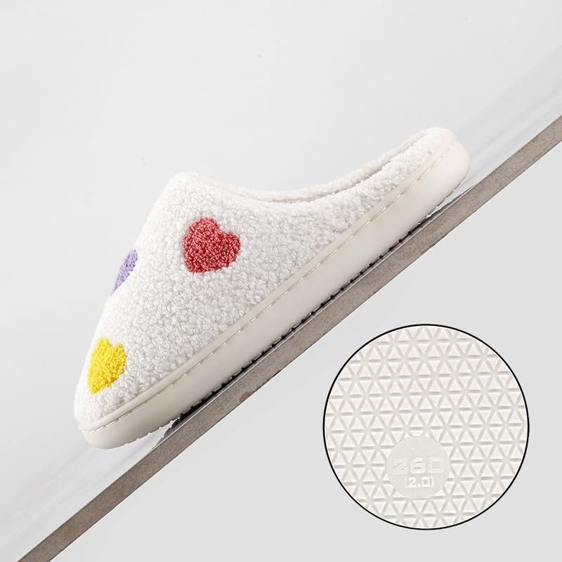 Christmas Slippers for Women Men, Cute Animal 9-10 Women/8-8.5 Men Color Heart