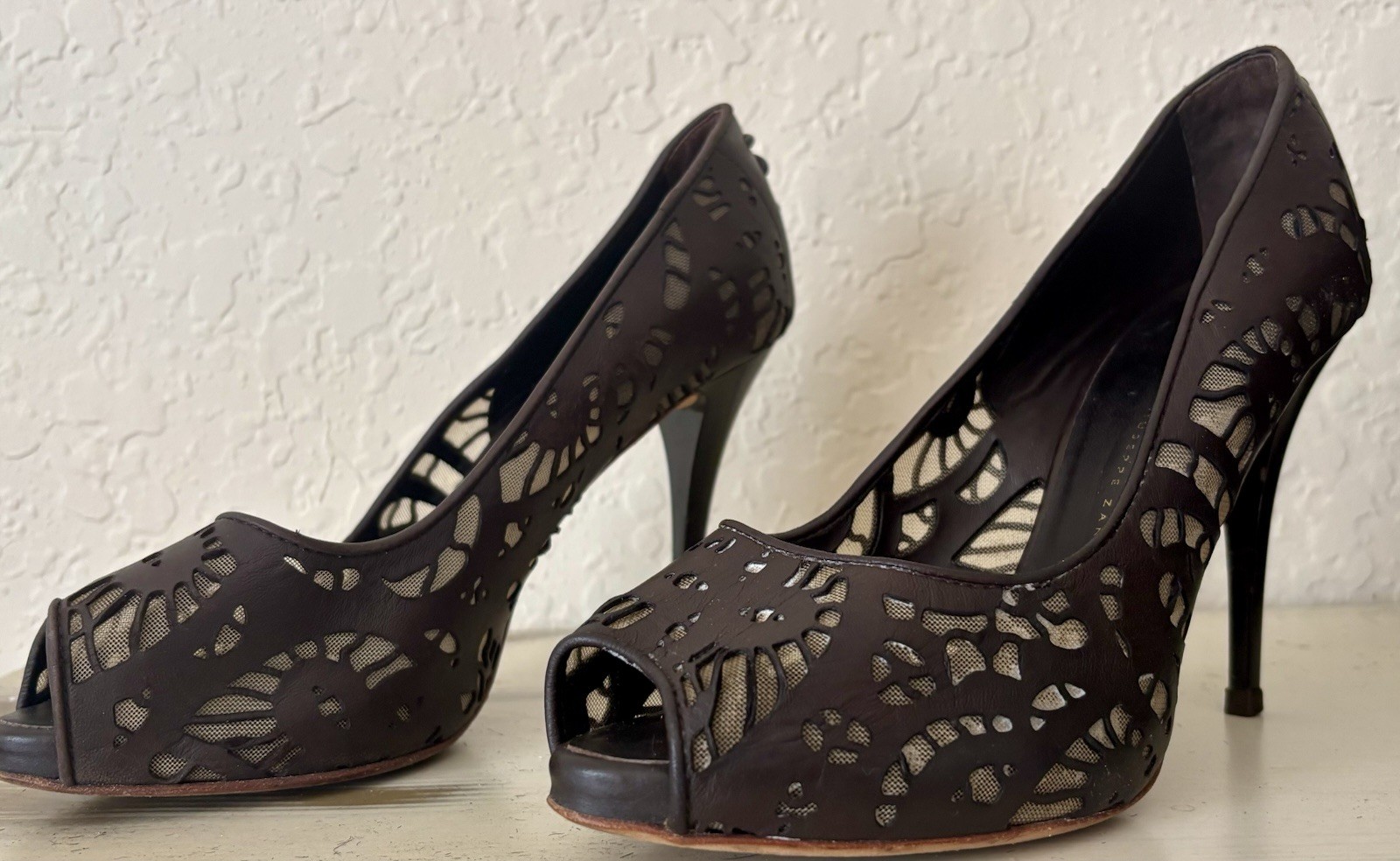 Giuseppe Zanotti-Brown Perforated Calfskin Leather Pump-Sz. 37.5-US Size 7-Italy