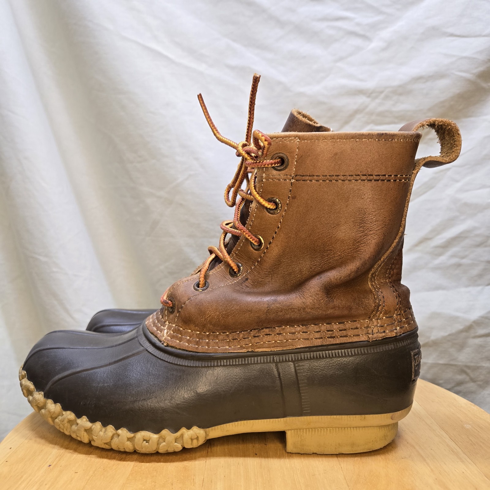 VINTAGE LL Bean Duck Boots Made In USA Rubber/Leather Lace Up Size 7M Hunting!