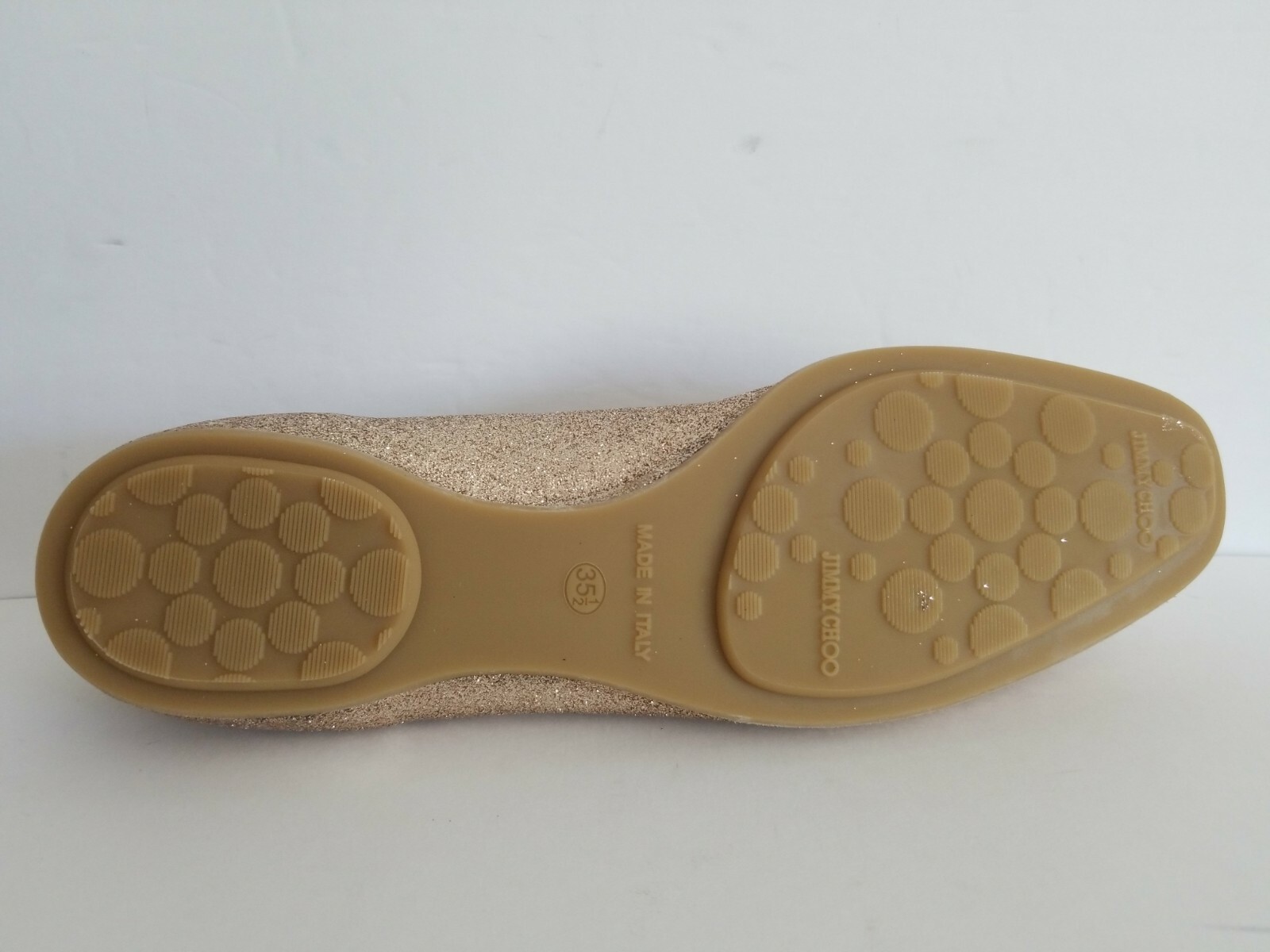 JIMMY CHOO WIT GOLD GLITTER LOGO WEDDING PARTY BALLET FLATS EU 35.5 I LOVE SHOES