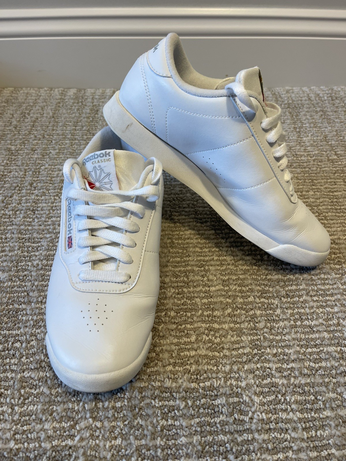 Reebok Classic Princess Shoes Womens 7 White Leather Retro Dance Sneakers