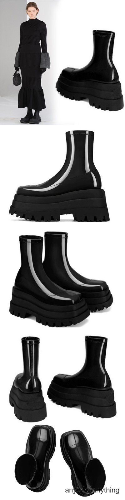 Street Style Women Thick Soled Platform Stretchy Ankle Boots High Heel Round Toe