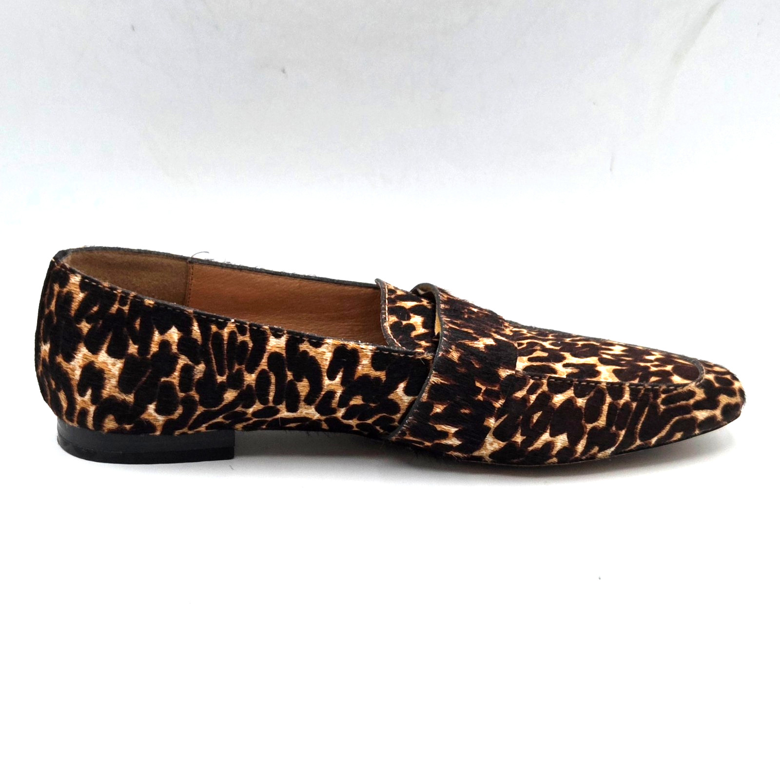 Halogen Lucy Genuine Calf Hair Flats Loafers Chocolate Leopard Print Size 8.5