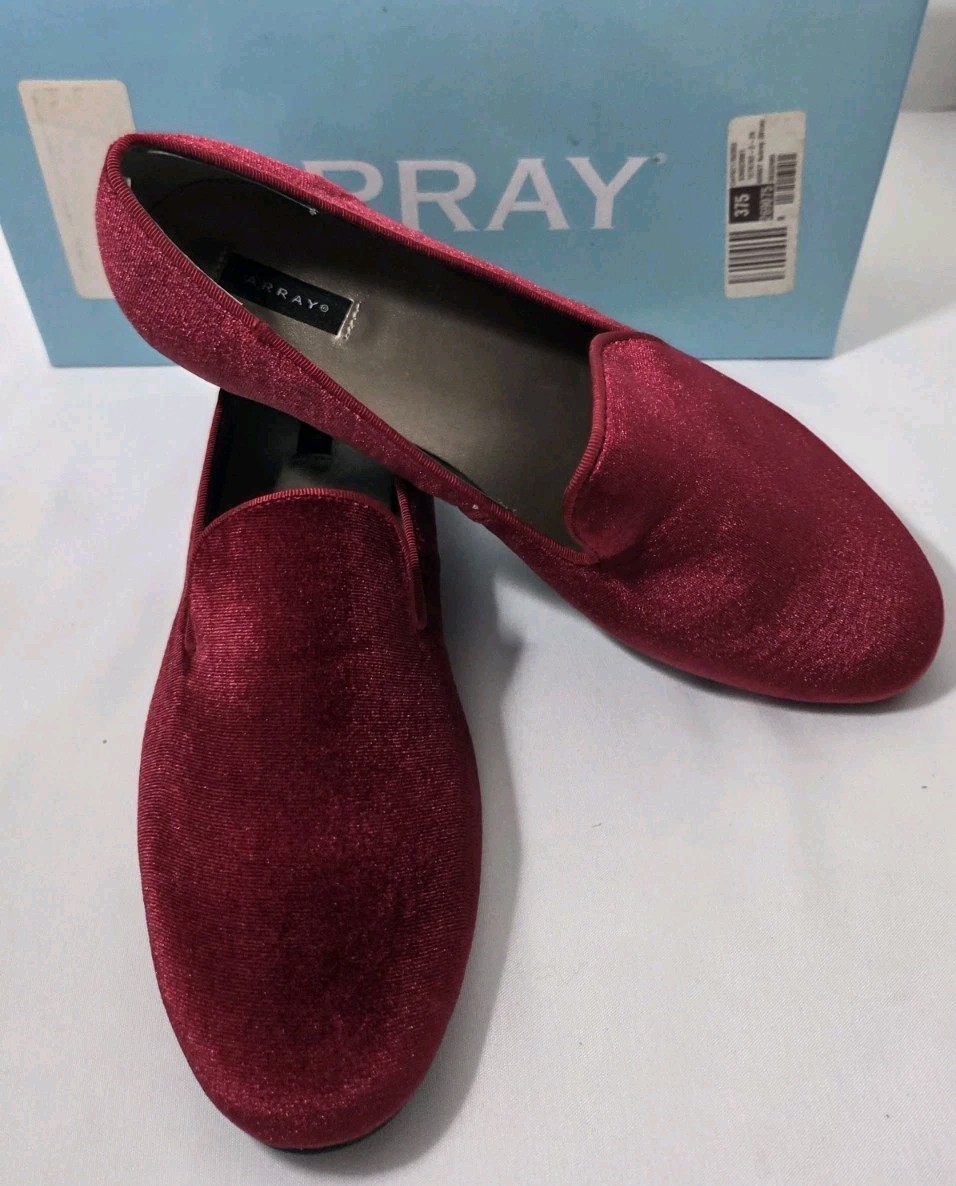 ARRAY Aubrey Man Made Velvet Burgundy 8N Womens Shoes Flats NwB