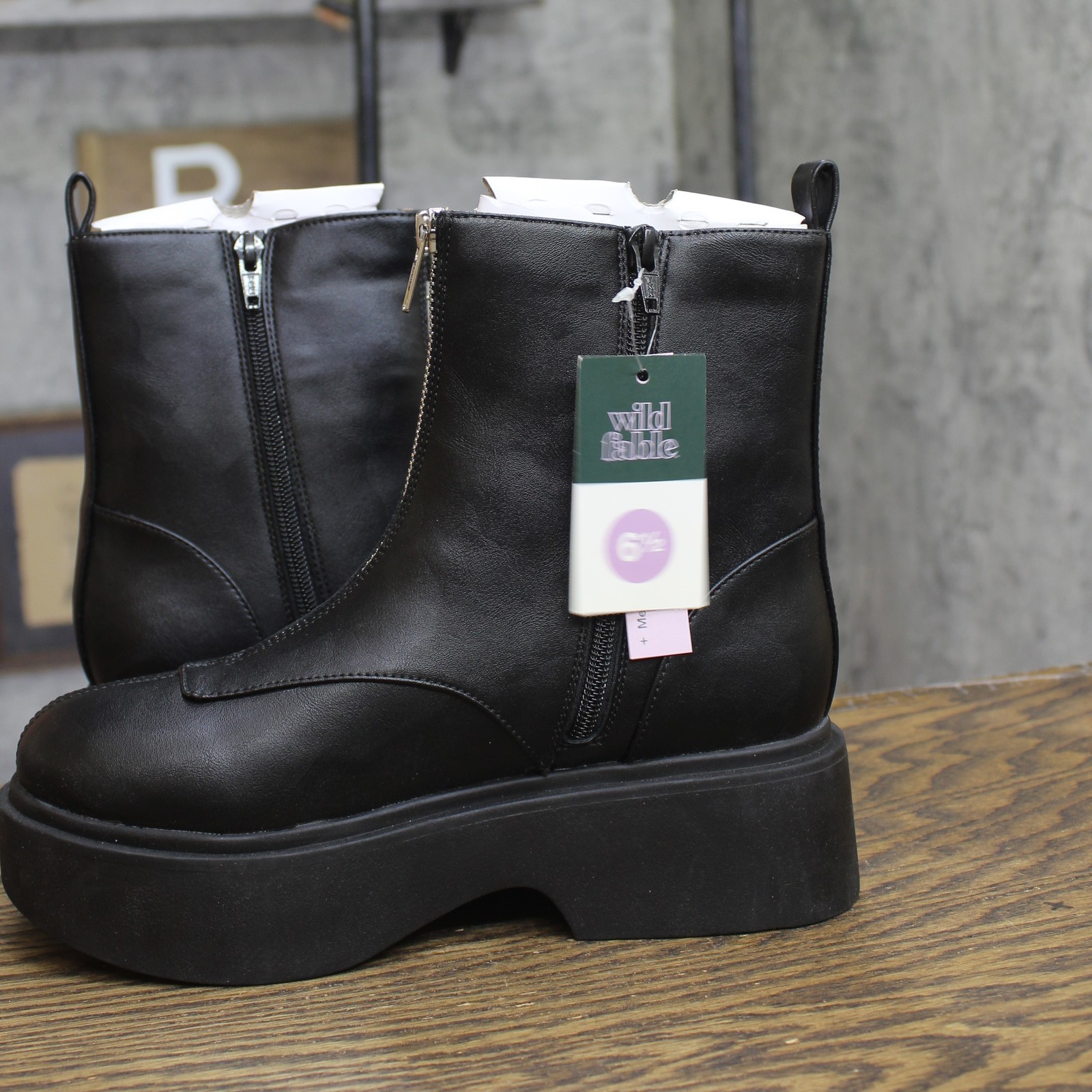 Wild Fable Honor Ankle Combat Platform Boots 94642917 Black 6.5M