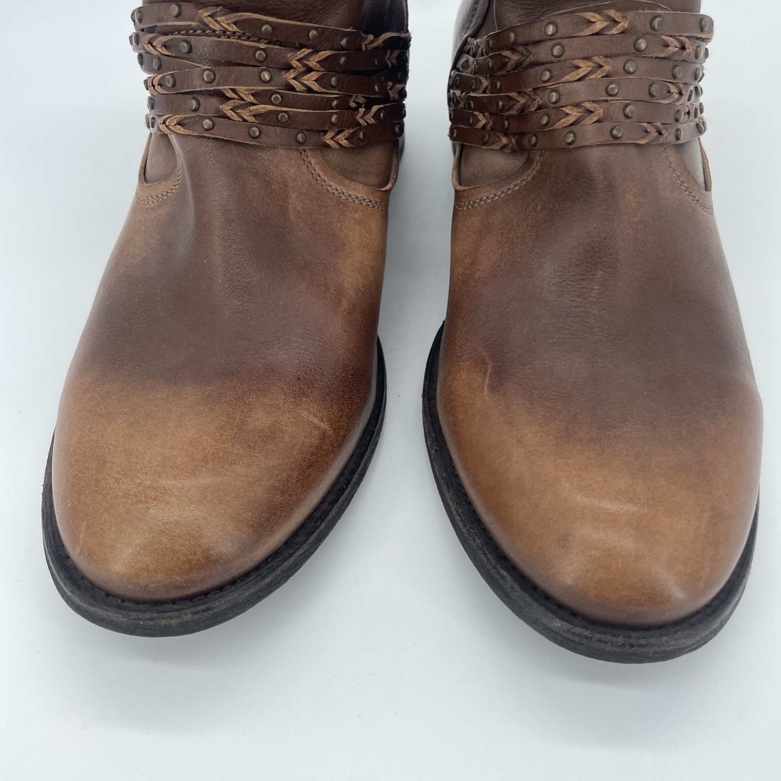 N.D.C. Made By Hand Boots Womens 39 / 8 Brown Leather Ankle Booties Low Heel