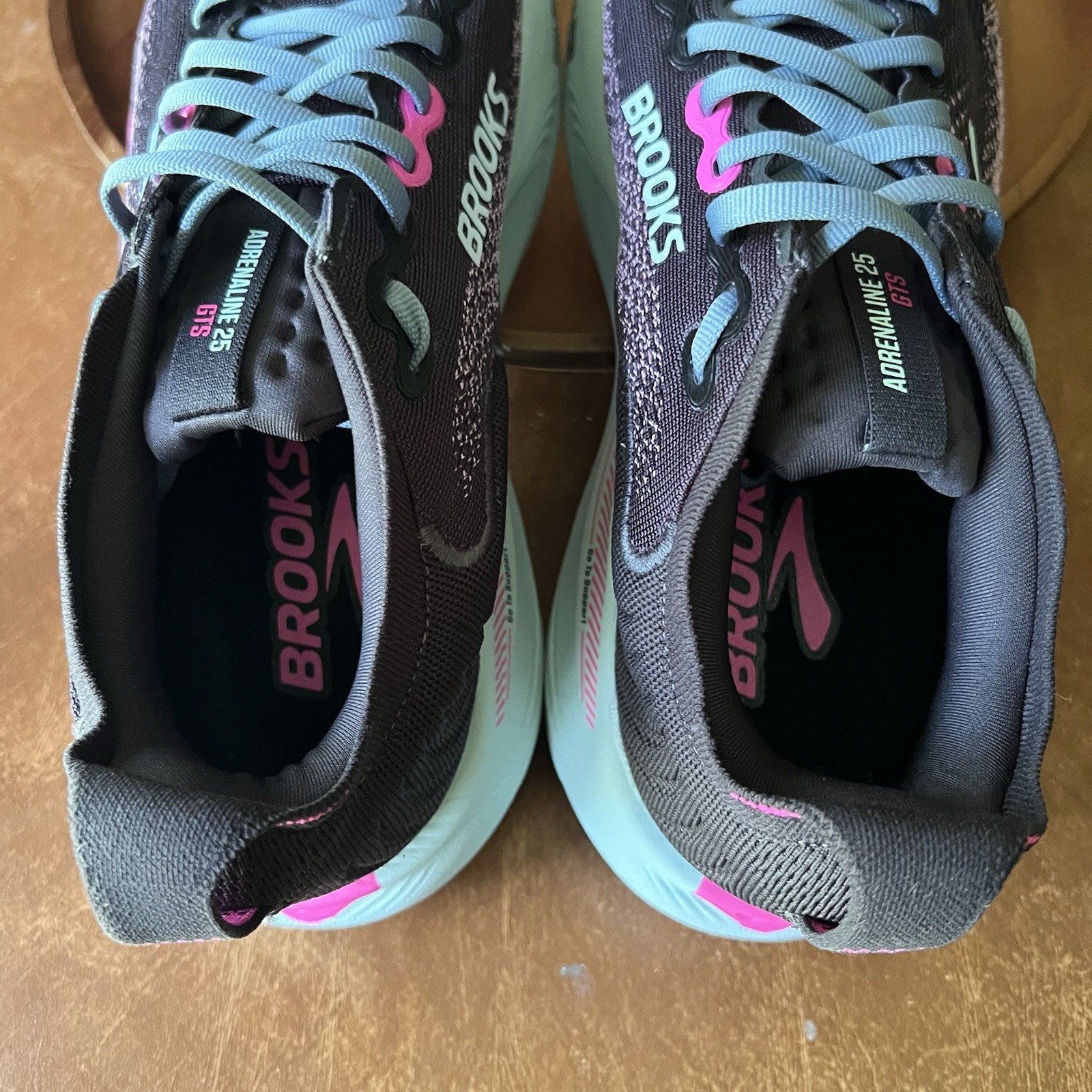 Brooks Adrenaline GTS 25 Supportive Womens 9.5 Black Pink Running Shoes Sneakers