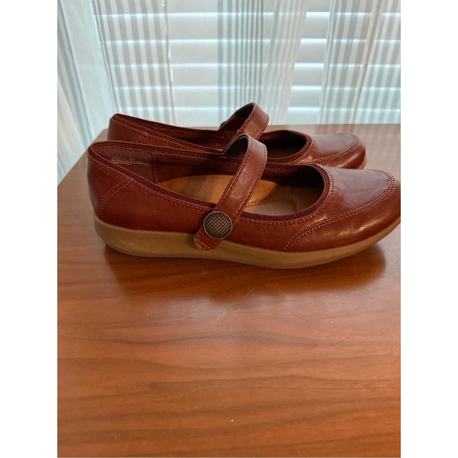 BareTraps Leather Mary Jane Flats in Rust Brown