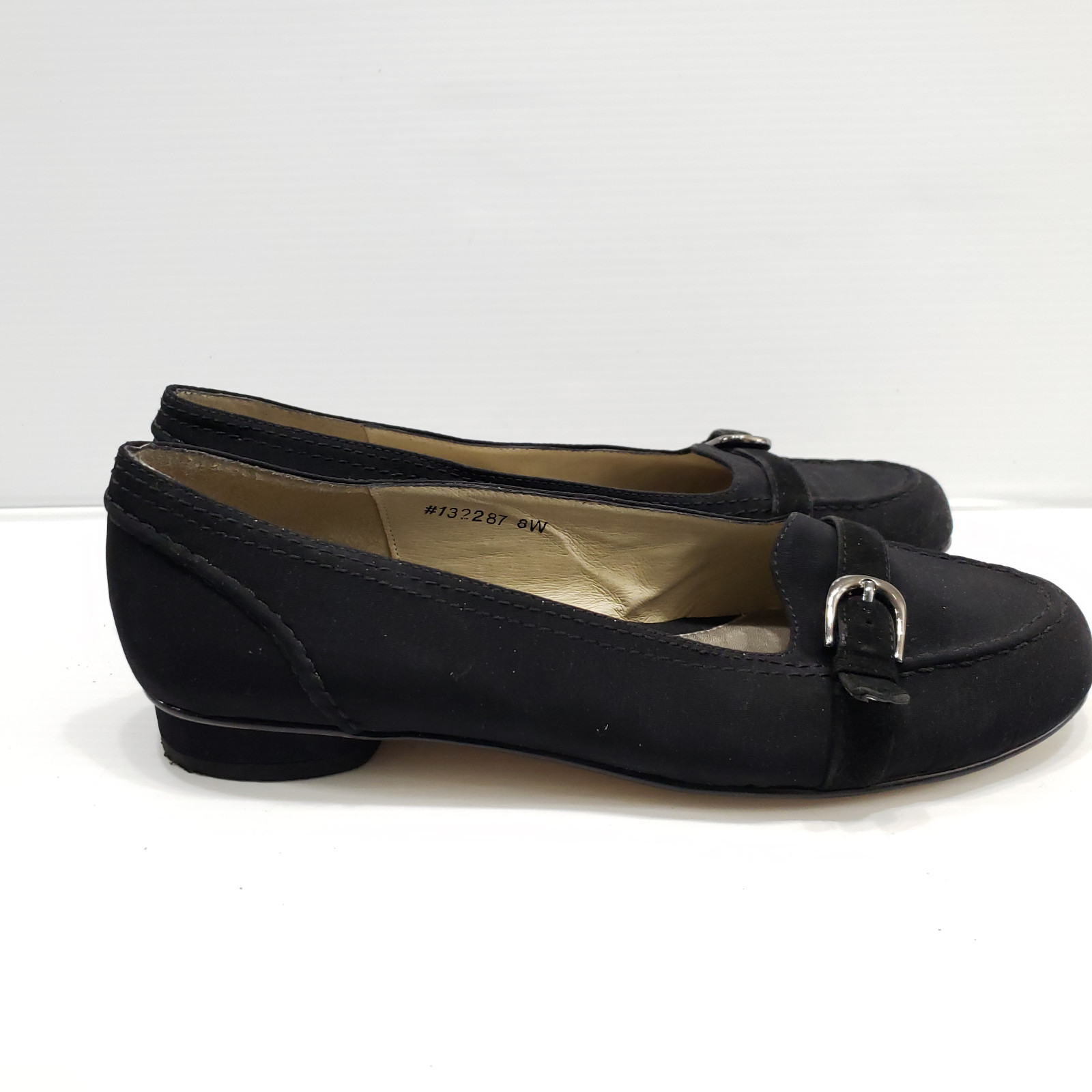 Ros Hommerson Black Textile/Leather Lined Upper Casual Loafer Flats Sz 8W