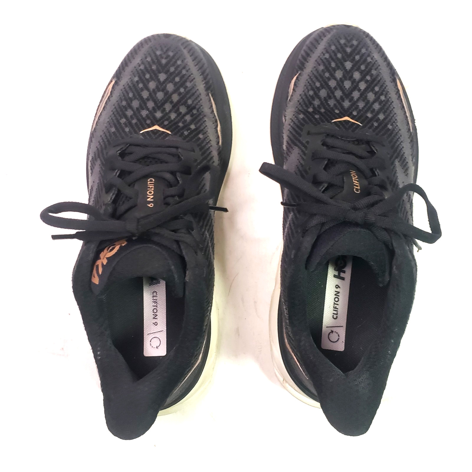 Hoka One Clifton 9 Womens Sz 7 B EU 38 2/3 Black /Rose Gold