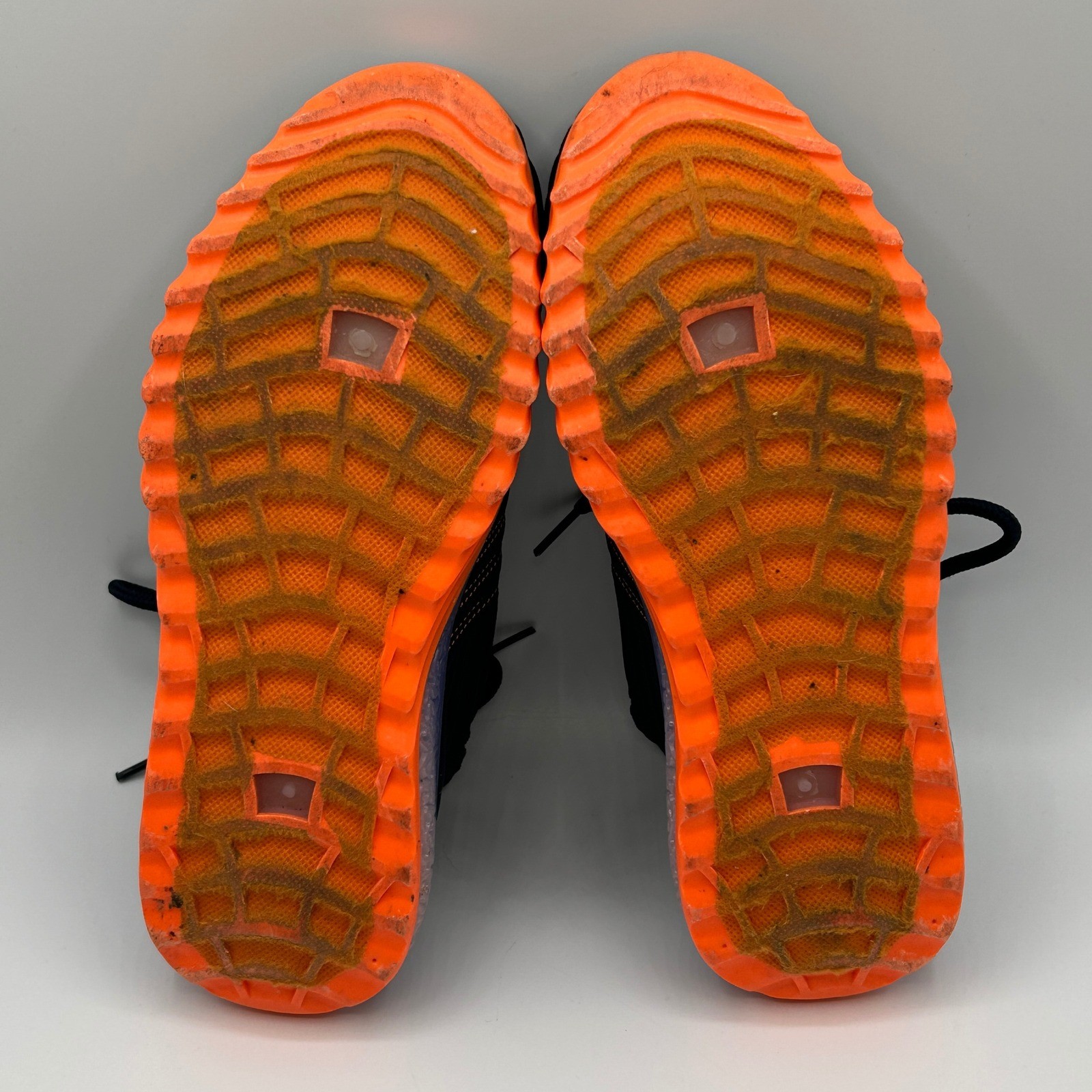 Danskin Positive Womens 7 Navy Blue Orange Neon Knit Vegan Athletic Sneakers