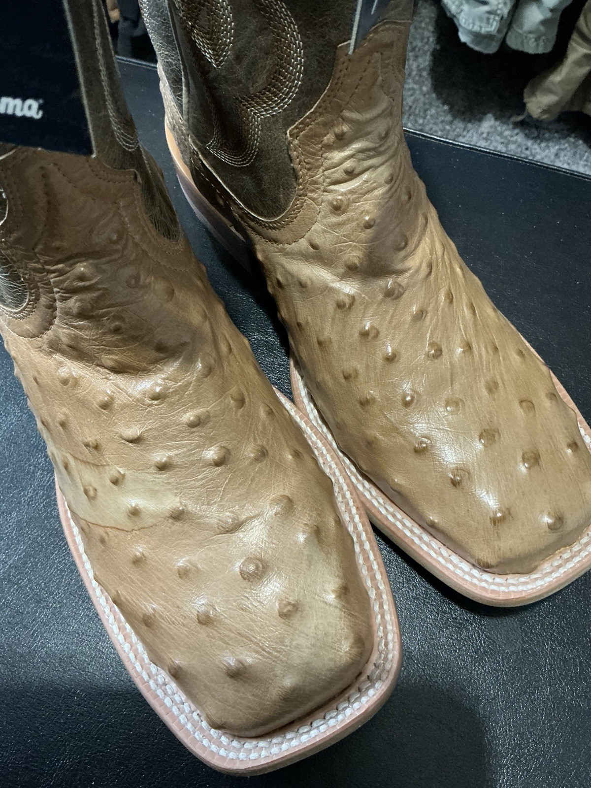 Tony Lama Requill Smooth Genuine Ostrich Western Boots Brown Women’s Size 9B NWT