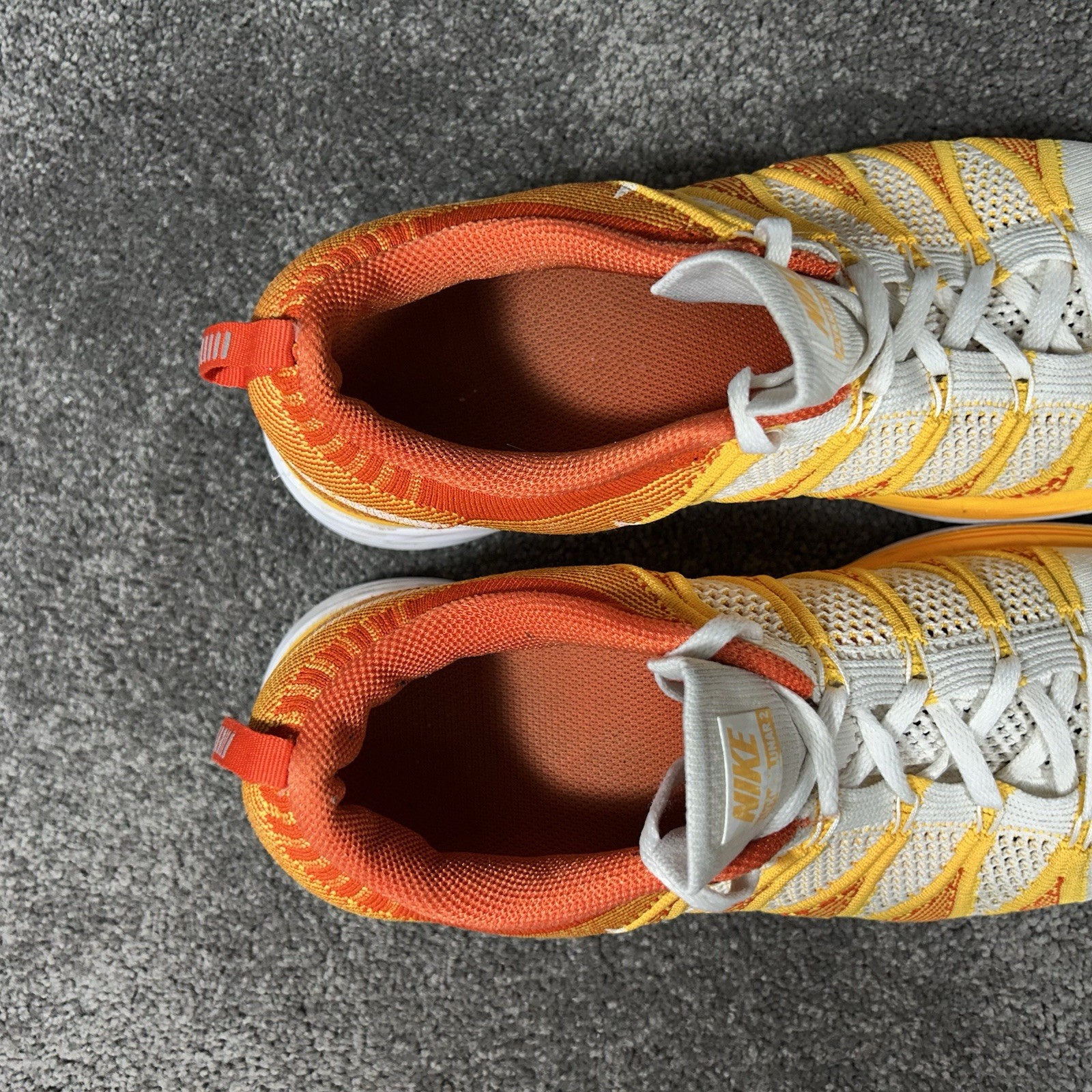 Nike Flyknit Lunar 2 620658-101 Women’s Size 11 Orange Flame Running Shoes Used