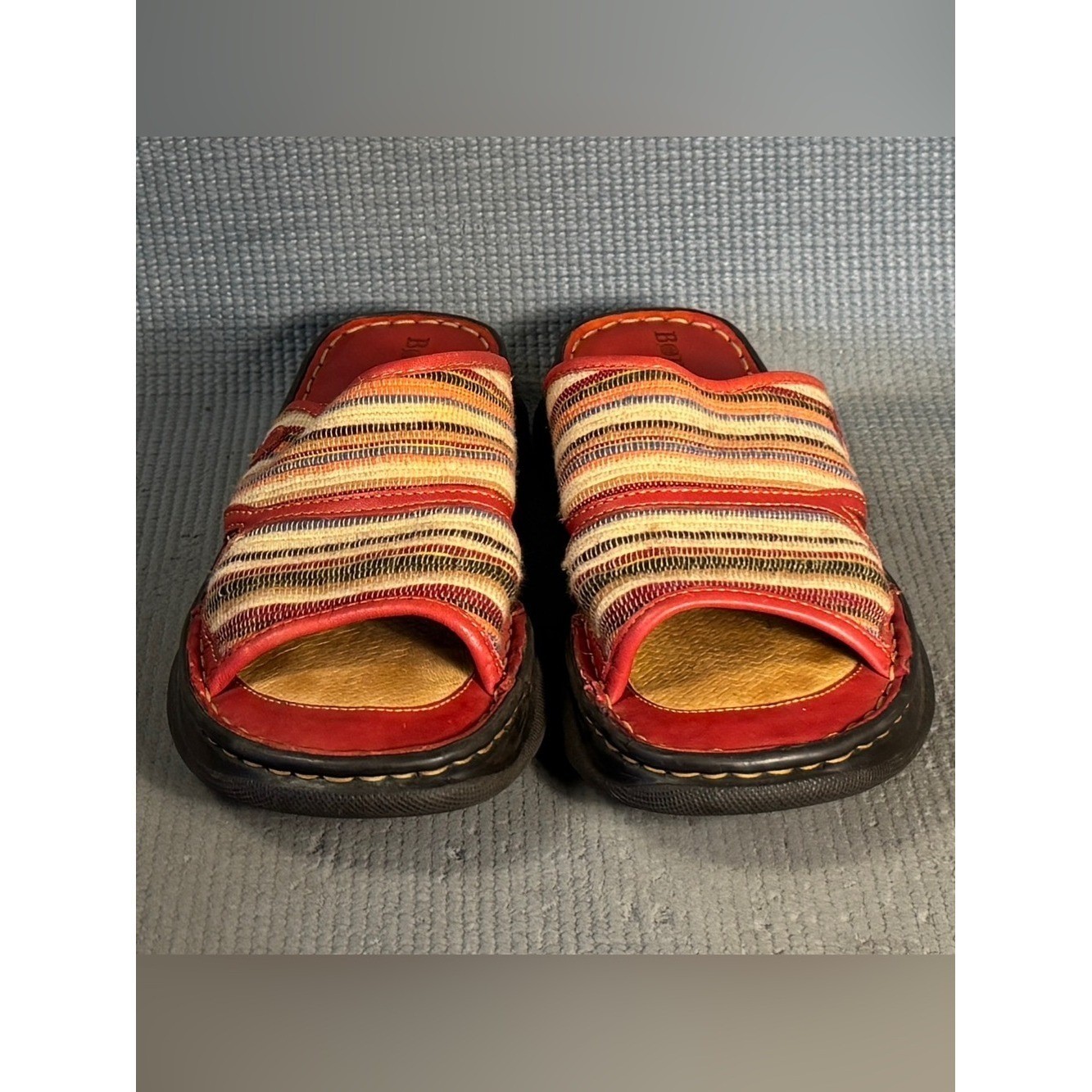 BORN Women’s Textile Leather Sandals Red Size 8 US 39 EU
