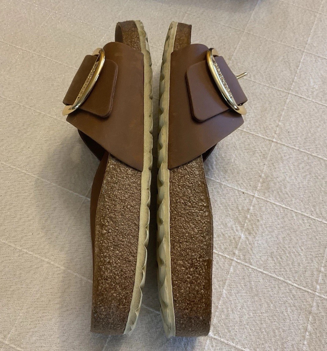 Birkenstock Madrid Big Buckle Oiled Leather Slide Sandals Cognac 9-9.5 US / 40EU