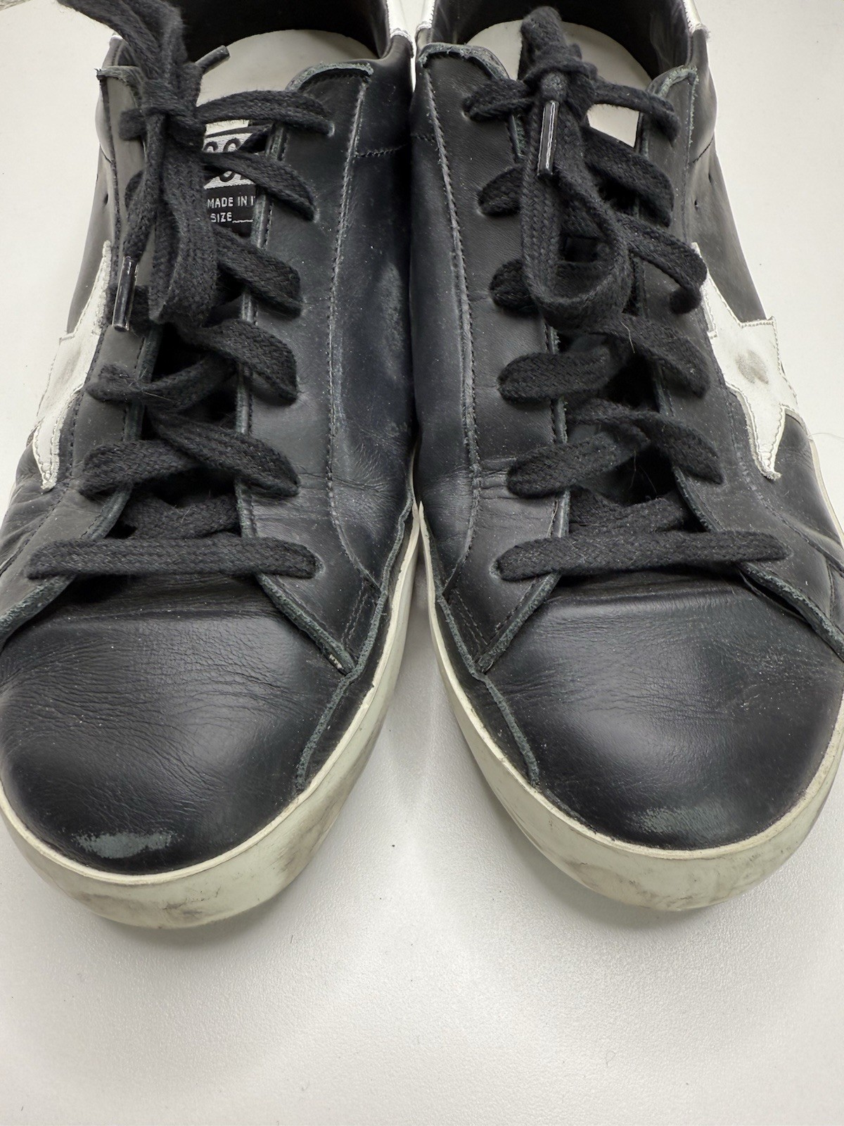 Golden Goose Super-Star Leather Sneakers in Black and White Size 41