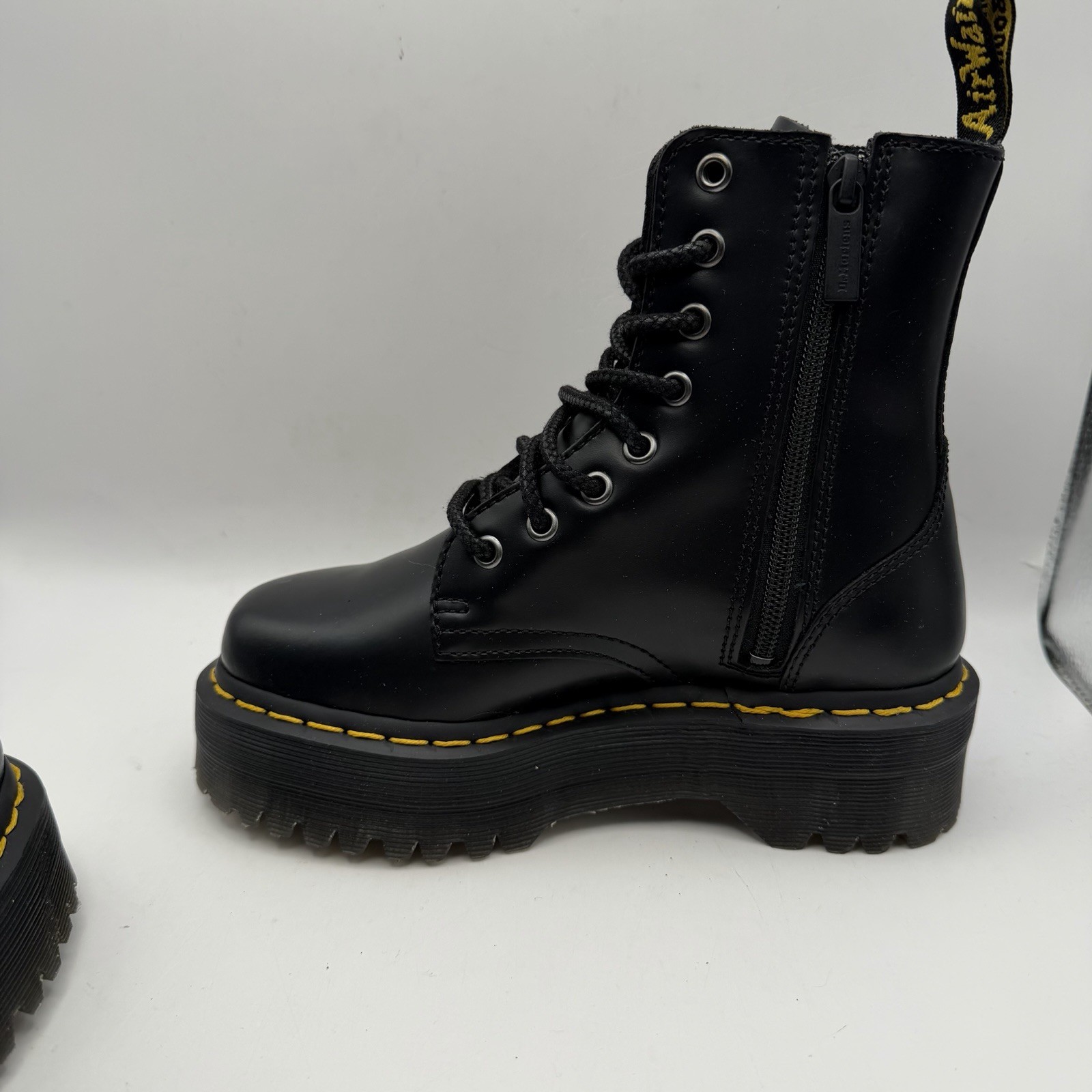 Dr. Martens Jadon Platform Leather Women’s Boot – Black Polished Smooth, Size: 5