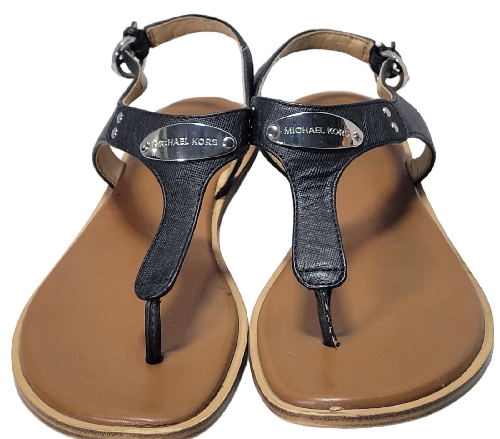 Michael Michael Kors MK Plate Thong Sandals Women’s 7.5 M Black