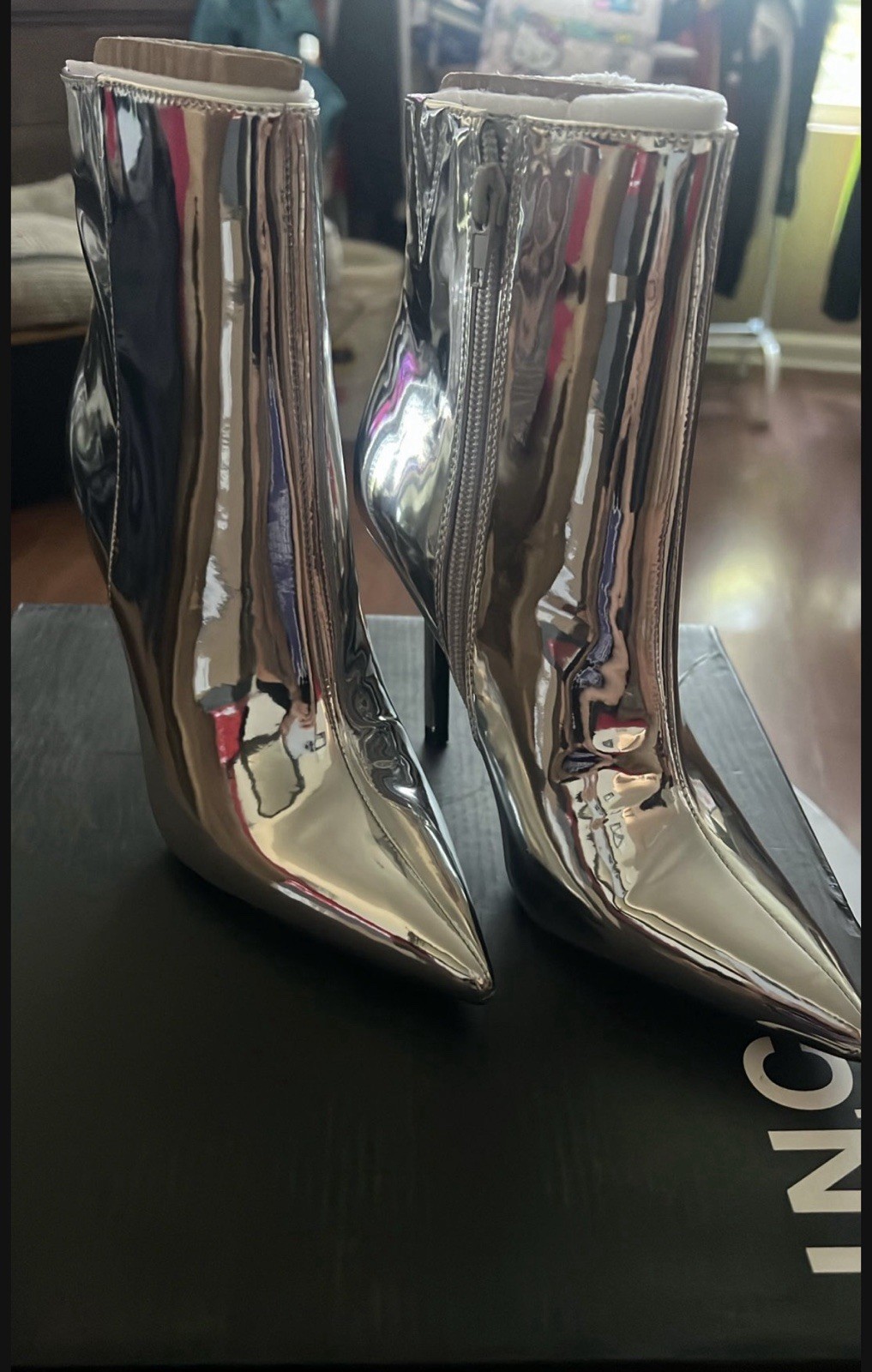 JOURNEE Collection Silver Boot Heels Brand New In Box , Size 5 M