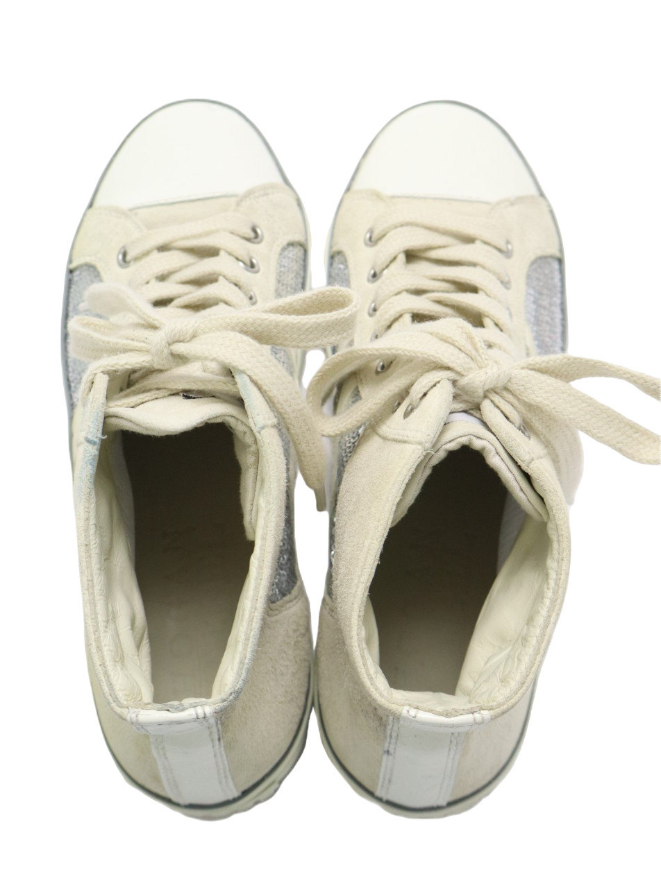 Hogan Sneakers Womens Eu 36 Shiny Ankle Round Lace Up Casual