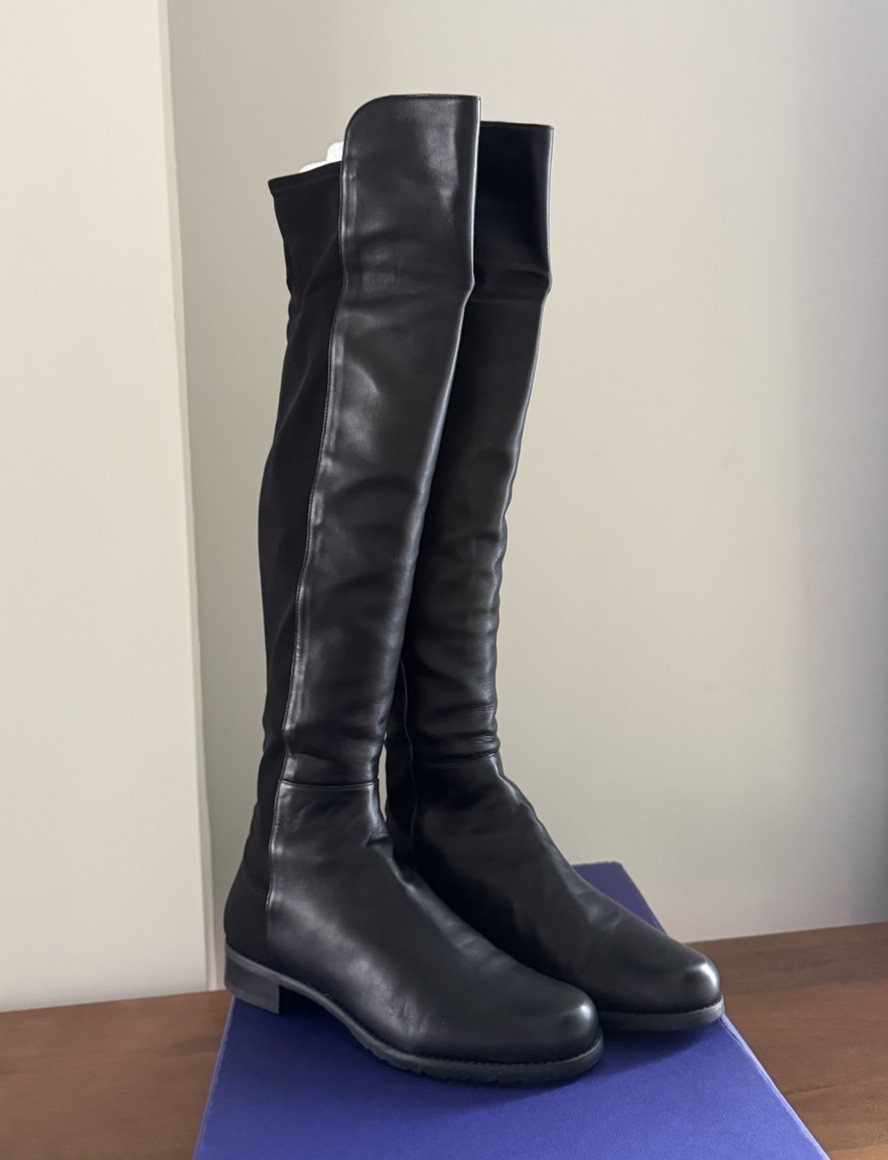 Stuart Weitzman 5050 Black Leather Boots Size 9.5