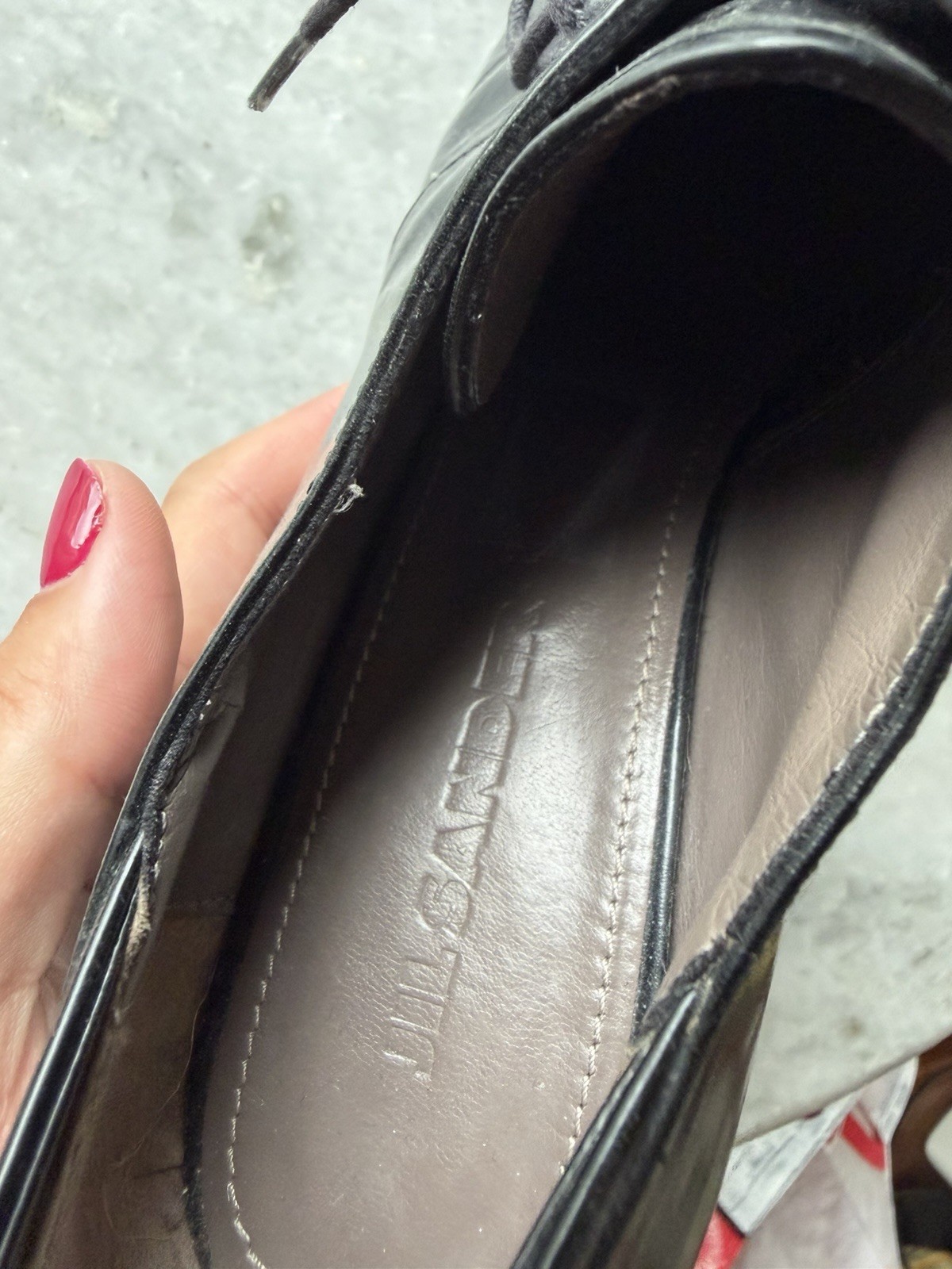 Jill Sander Black Patent Leather Lace Up Pumps
