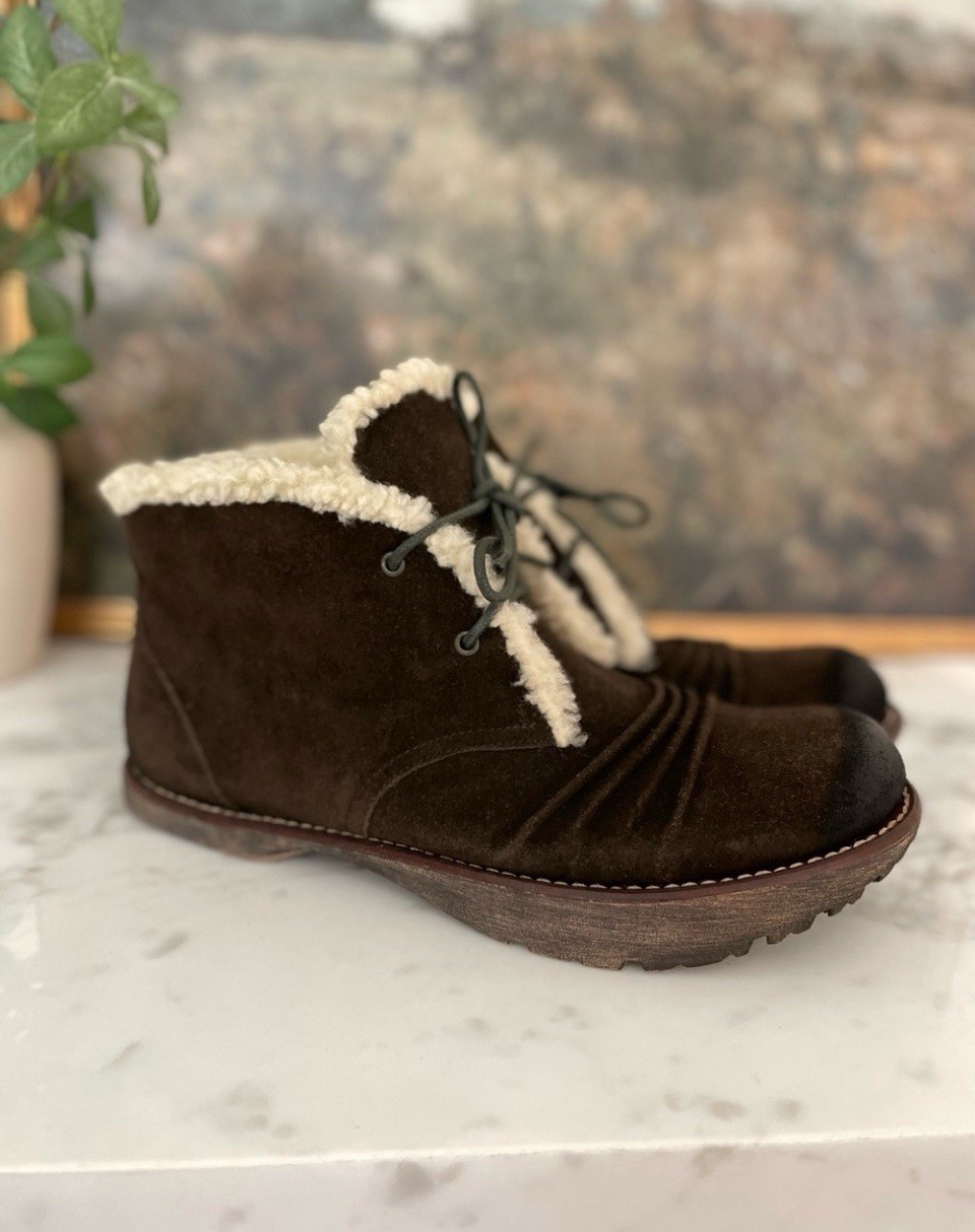 Kalso Earth Nomad Chukka Boots Lined 8.5 Negative Heel Brown Suede Burnished