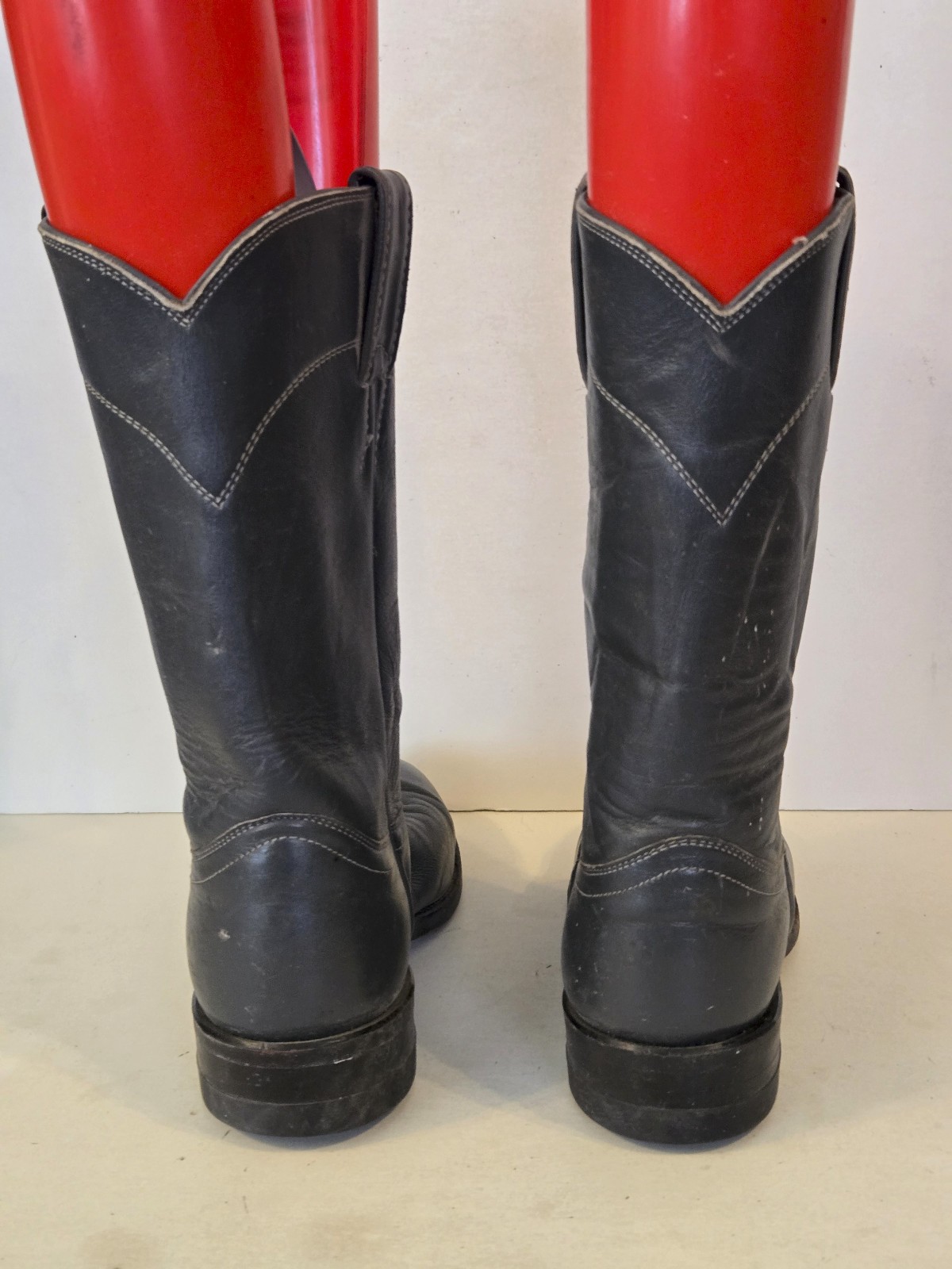 Women’s JUSTIN L3056 USA Gray Western Leather Roper Boots Sz 6 B