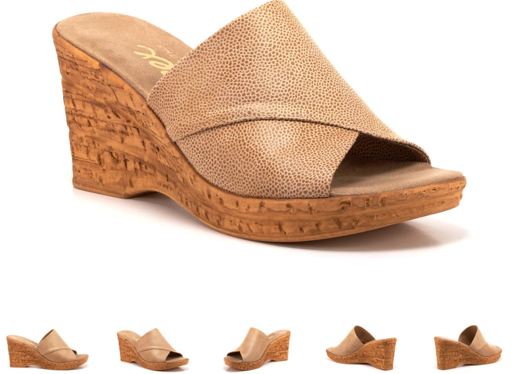 Onex Christina Beige Eldorado Elastic Cork Wedge Sandal Women’s sizes 5-11/NEW!!