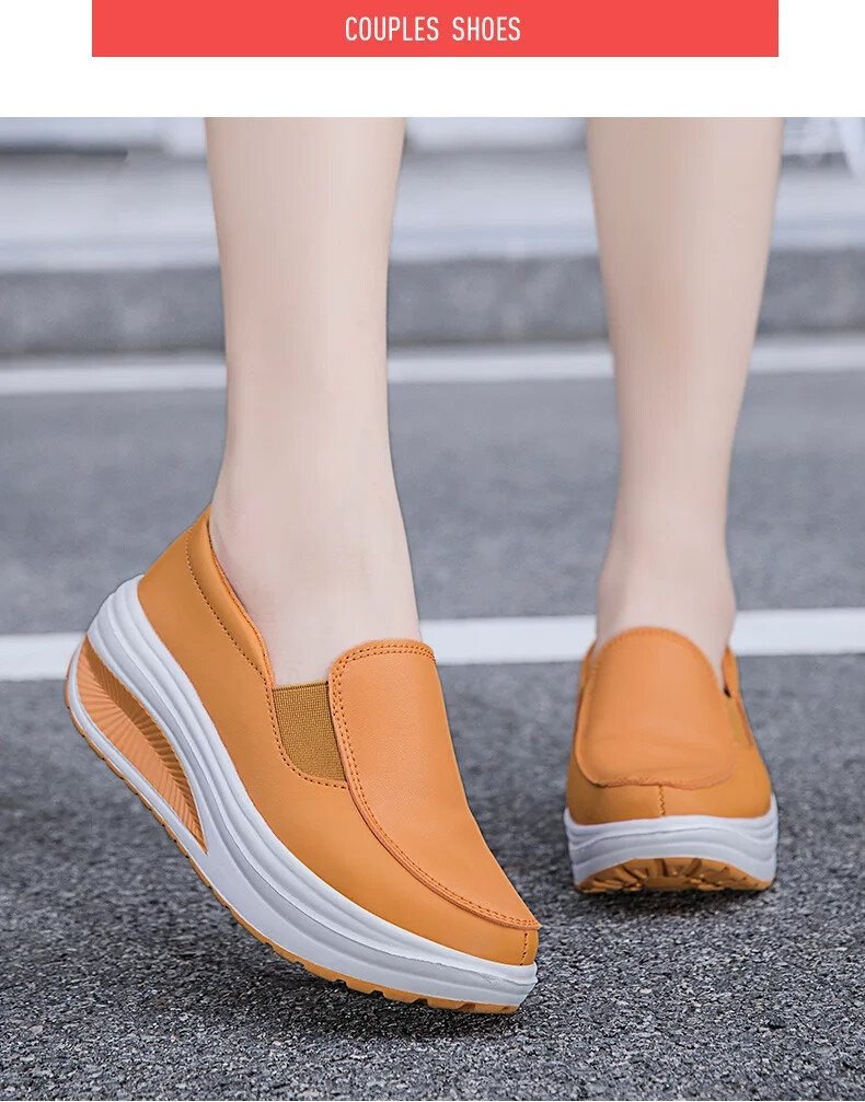 Spring Genuine Leather Soft Outsole Work Shoes Swing Shoes Wedges Single Shoes