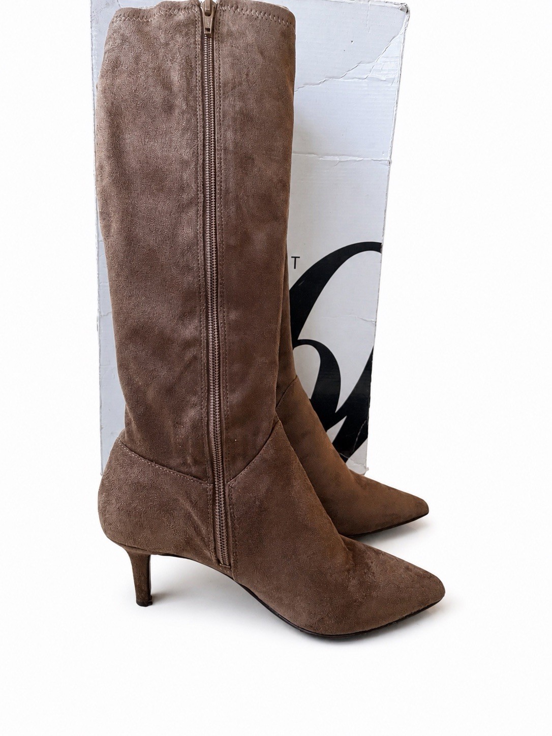 Nine West Women’s Richy Knee High Boots Size 5 Dark Brown Suede Pointed Toe