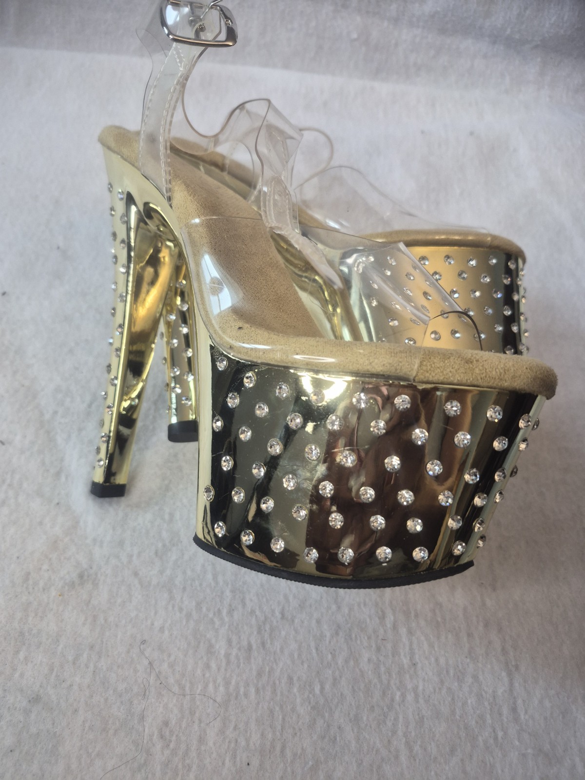 PLEASER STARDUST-708 Women’s 7″ Heel R/S Studded Chrome Platform Ankle Shoes 5.5