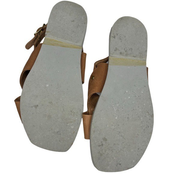 Kino Leather Sandals Womens Brown Adjustable Open Tow Slingback Handmade Size 10