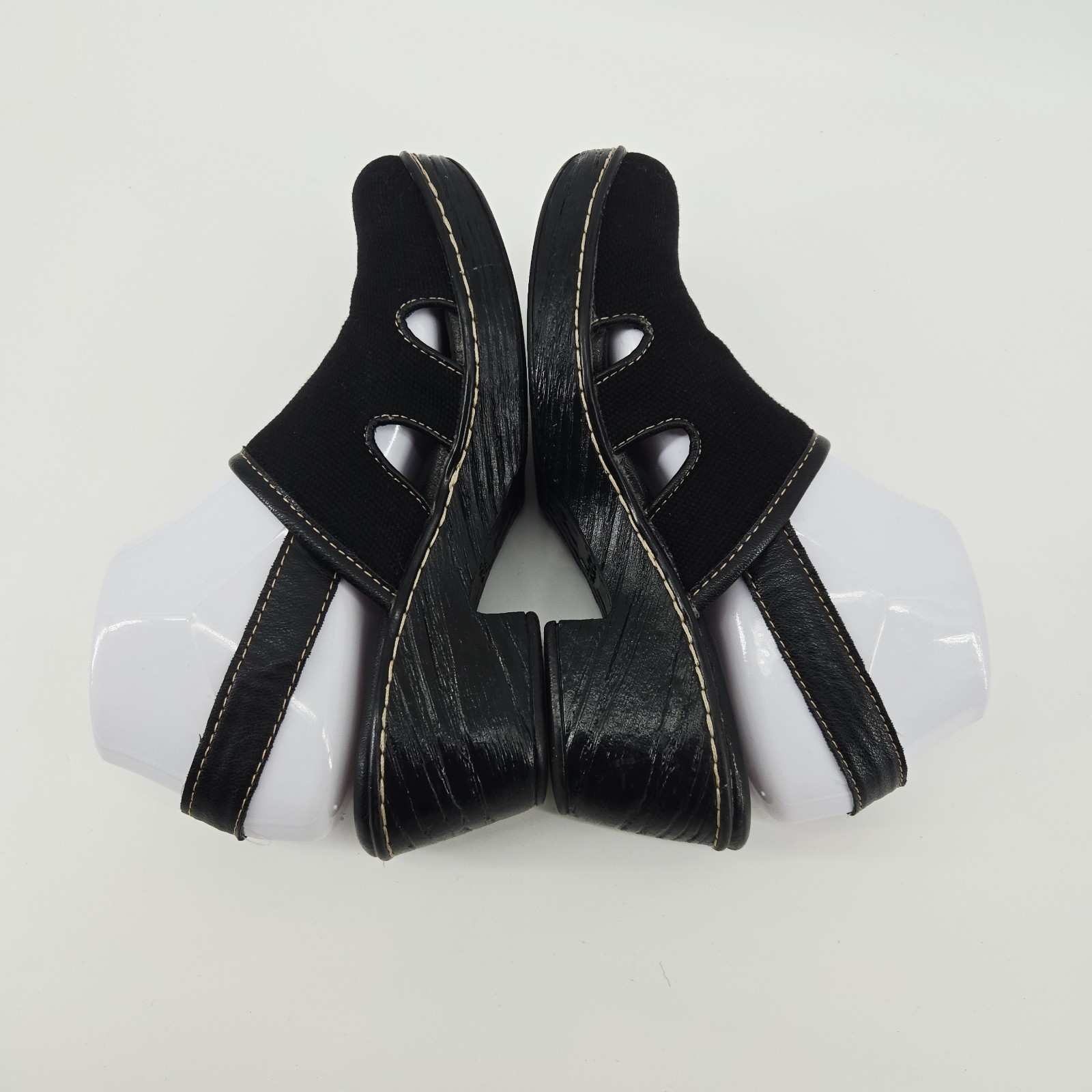 BOC Womens Clogs 7M Black Canvas Slingback Chunky Heels Platform Y2K Style
