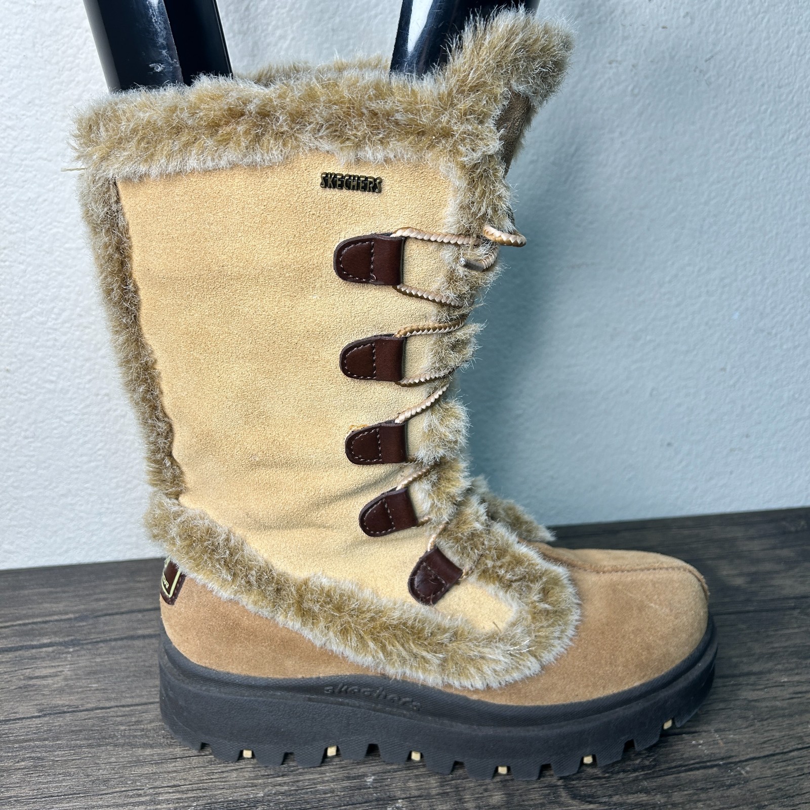 SKECHERS Frolic Leather Snow Boots 45708 Brown EUC Womens Size 8 Y2K 4545