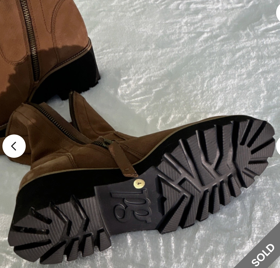 Paul Green Cognac Leather Mid-Calf Boots: zip, block heel & rubber sole -Size 4